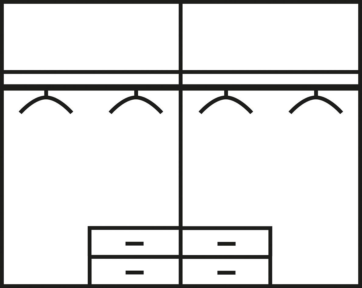 priess Kleiderschrank mit gerundeten Elementen auf den Außentüren günstig online kaufen
