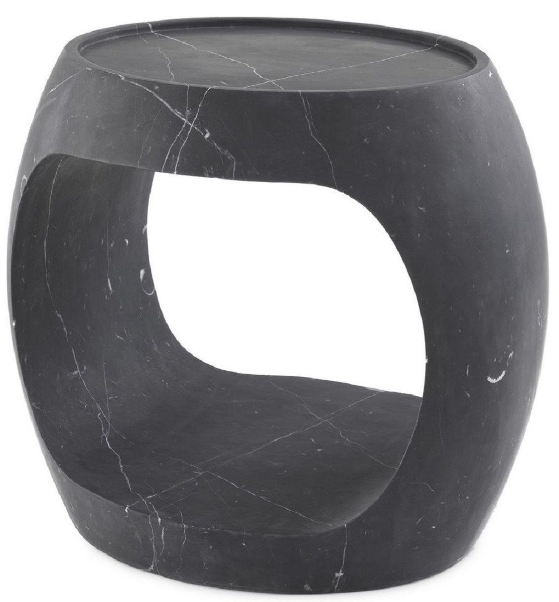 Casa Padrino Beistelltisch Luxus Marmor Beistelltisch Schwarz 43 x 36,5 x H. 40,5 cm - Marmor Möbel - Luxus Qualität