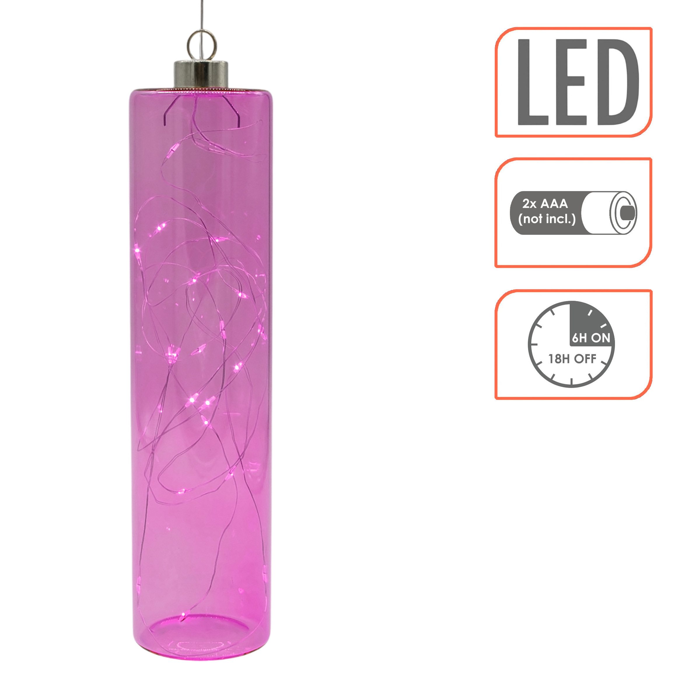 Spetebo LED Pendelleuchte Glas - 24 x 6 cm, mit Timer, LED fest integriert, warm weiß, Hängelampe Batterie betrieben