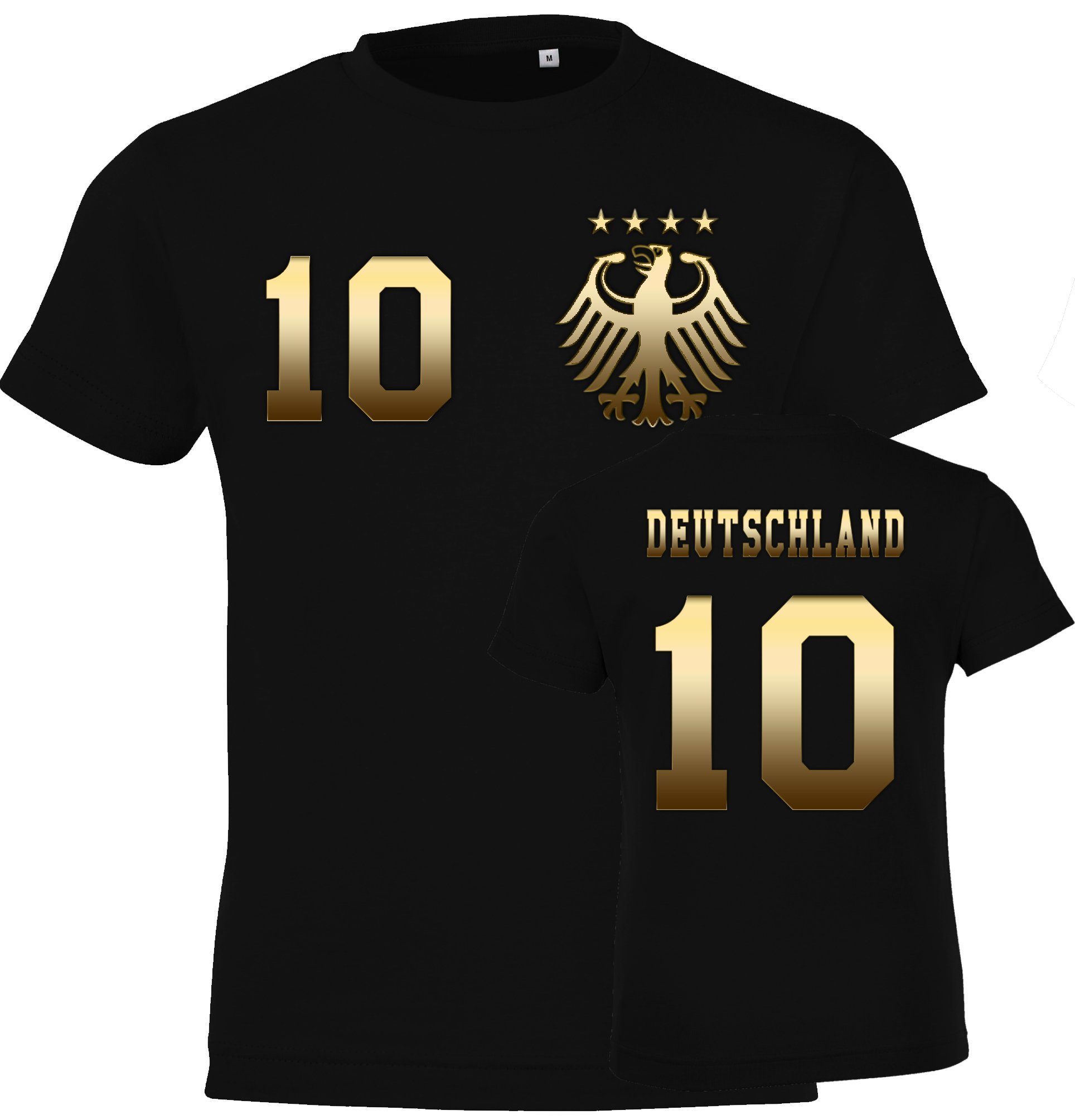 Youth Designz T-Shirt Deutschland Kinder T-Shirt im Fußball Trikot Look mit trendigem Motiv Gold-Schwarz