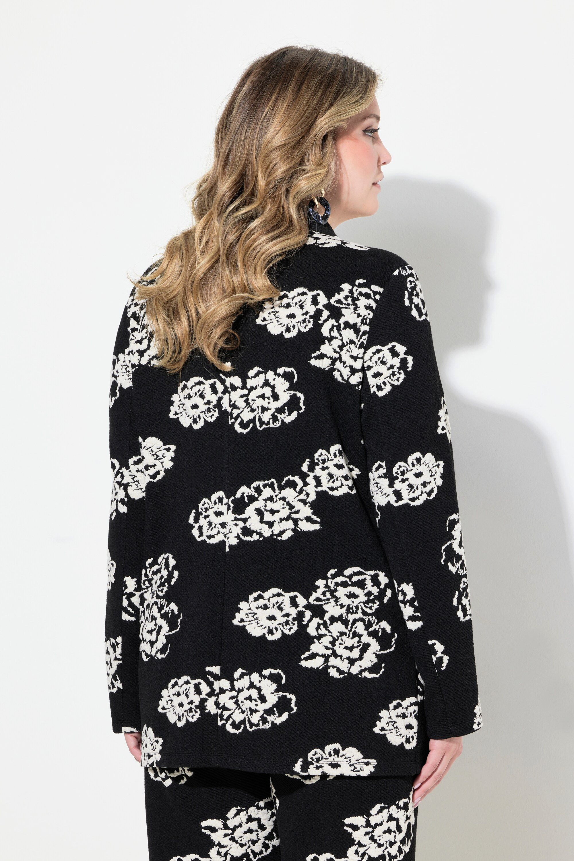 MIAMODA Blusenblazer Jersey-Blazer schmale Form Jacquard Blumenmuster
