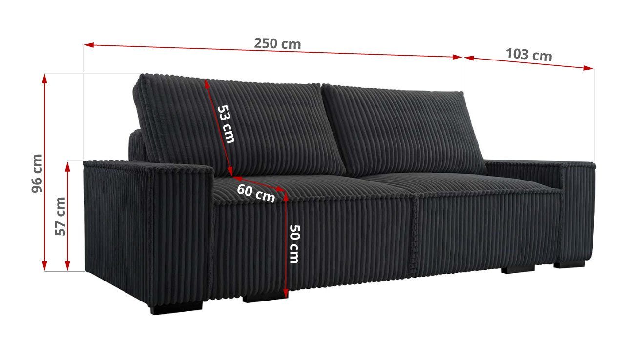 Couch MKS Sofa Sofa MÖBEL mit Schlaffunktion - SAVONA, und Bettkasten Polstersofa Bettsofa