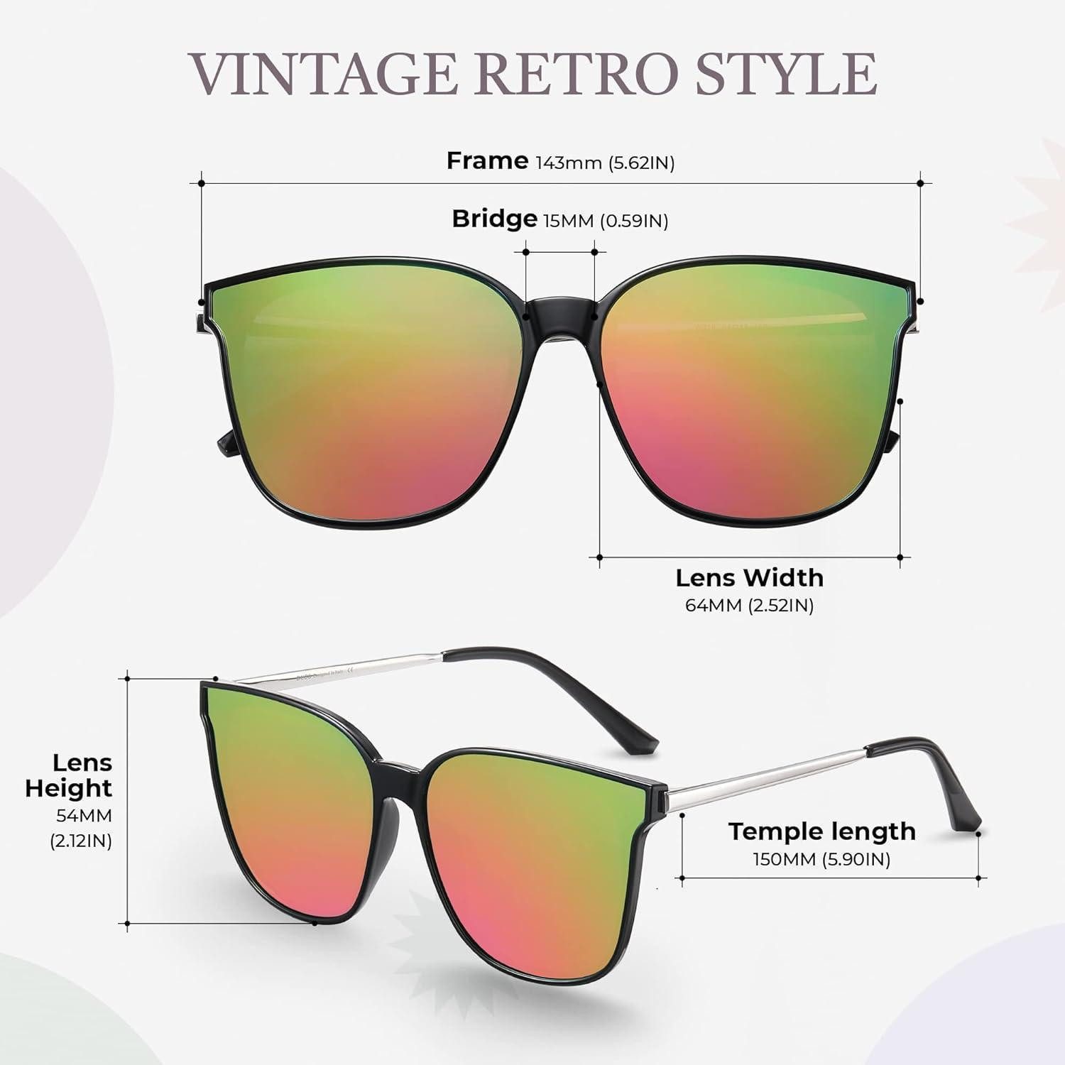 LuxusKollektion Retrosonnenbrille Sonnenbrille Damen polarisiert UV400 vintage rund Metallrahmen