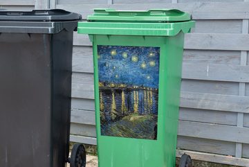 MuchoWow Wandsticker Sternennacht über dem Orsay Paris - Vincent Van Gogh (1 St), Mülleimer-aufkleber, Mülltonne, Sticker, Container, Abfalbehälter