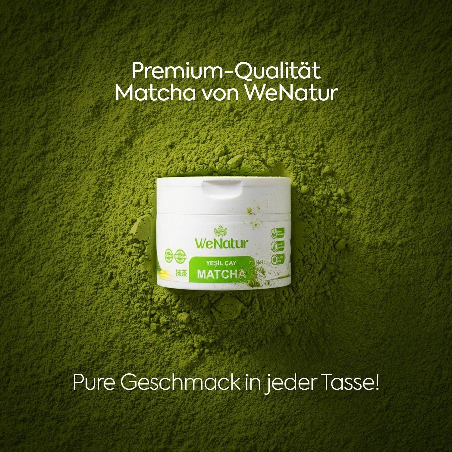 We_Natur Tee Grüner Matcha–Fein gemahlenes Matcha Pulver für vielseitige Verwendung, 50 g, Ohne Zusatzstoffe, 100 % reines Matcha-Pulver. – Bild 4 von 5