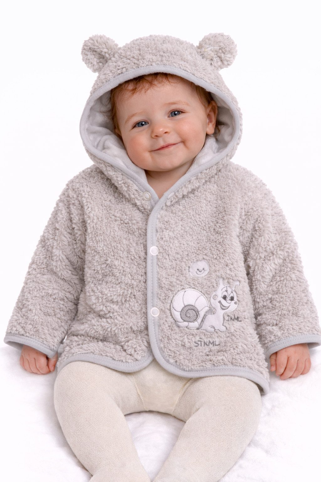 La Bortini Kapuzenfleecejacke Baby Jacke mit Kapuze aus Fleece und Baumwolle Erstlingsjacke (Erstlingsjacke) weich, unisex, 44 50 56 62 68 74 80
