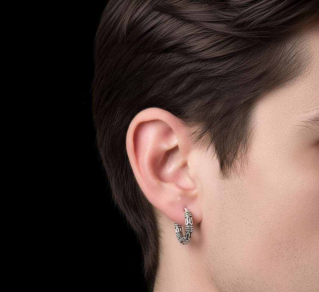 Taffstyle Paar Creolen Tribal Ohrringe Chirurgenstahl Unisex Creolen Biker Vintage Style 15mm (Markante Creolen im Tribal Vintage Design aus Chirurgenstahl – robust, rockig, edel)