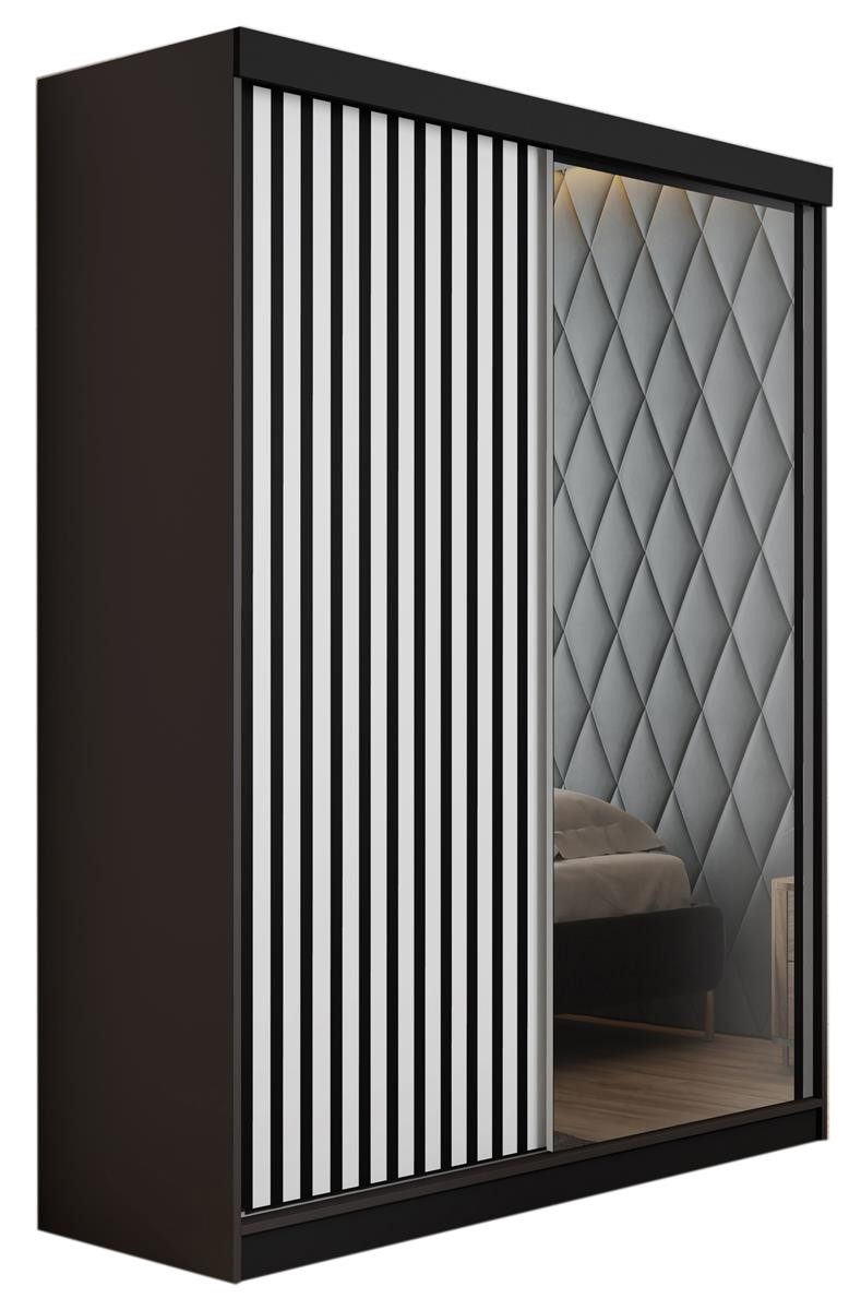 Compleo Schwebetürenschrank mit Lamellen und Spiegel, Kleiderschrank LAMI E günstig online kaufen