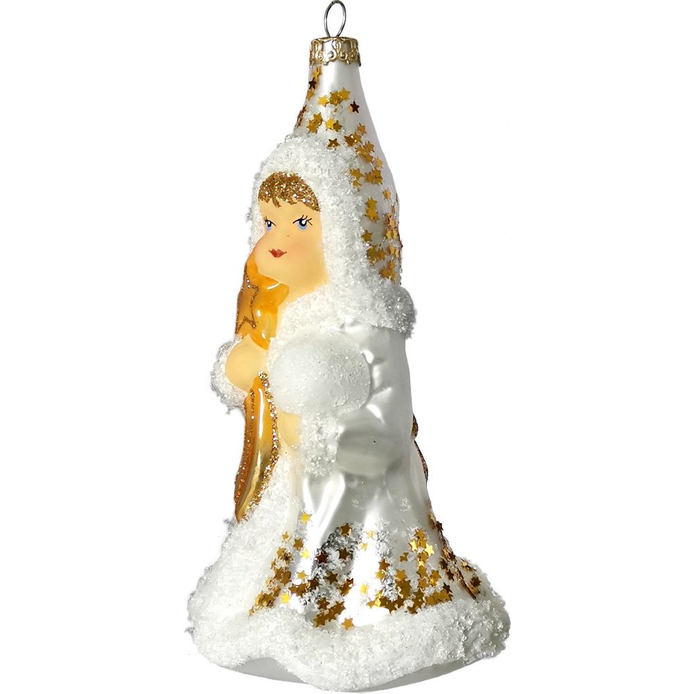 Thüringer Glasdesign Christbaumschmuck Sternenkind mit Stern von Bethlehem 14 cm (1-tlg), mundgeblasen, handbemalt