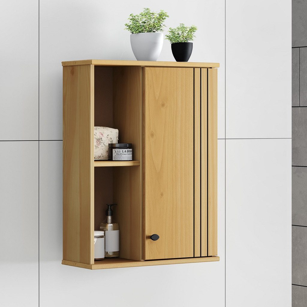 Main Möbel Hängeschrank Badoberschrank 52x70cm Kiefer massiv eichefarbig & schwarz