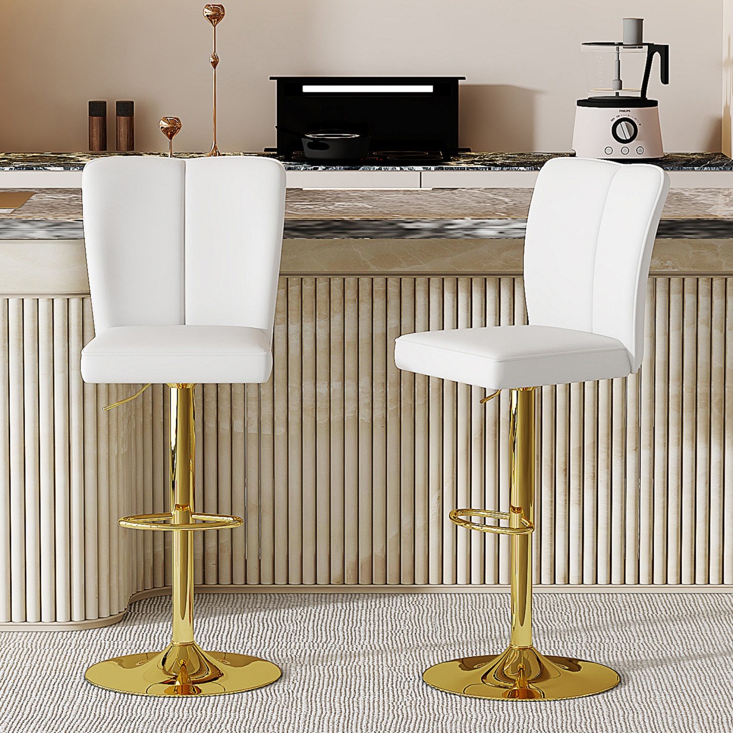 ANYSUN Barhocker Höhenverstellbarer Barhocker im 2er-Set,360° drehbar. (Ergonomische Gepolsterte Barstühle mit Rückenlehne), Barstühle,Küchenstuhl, geeignet für Kücheninseln.