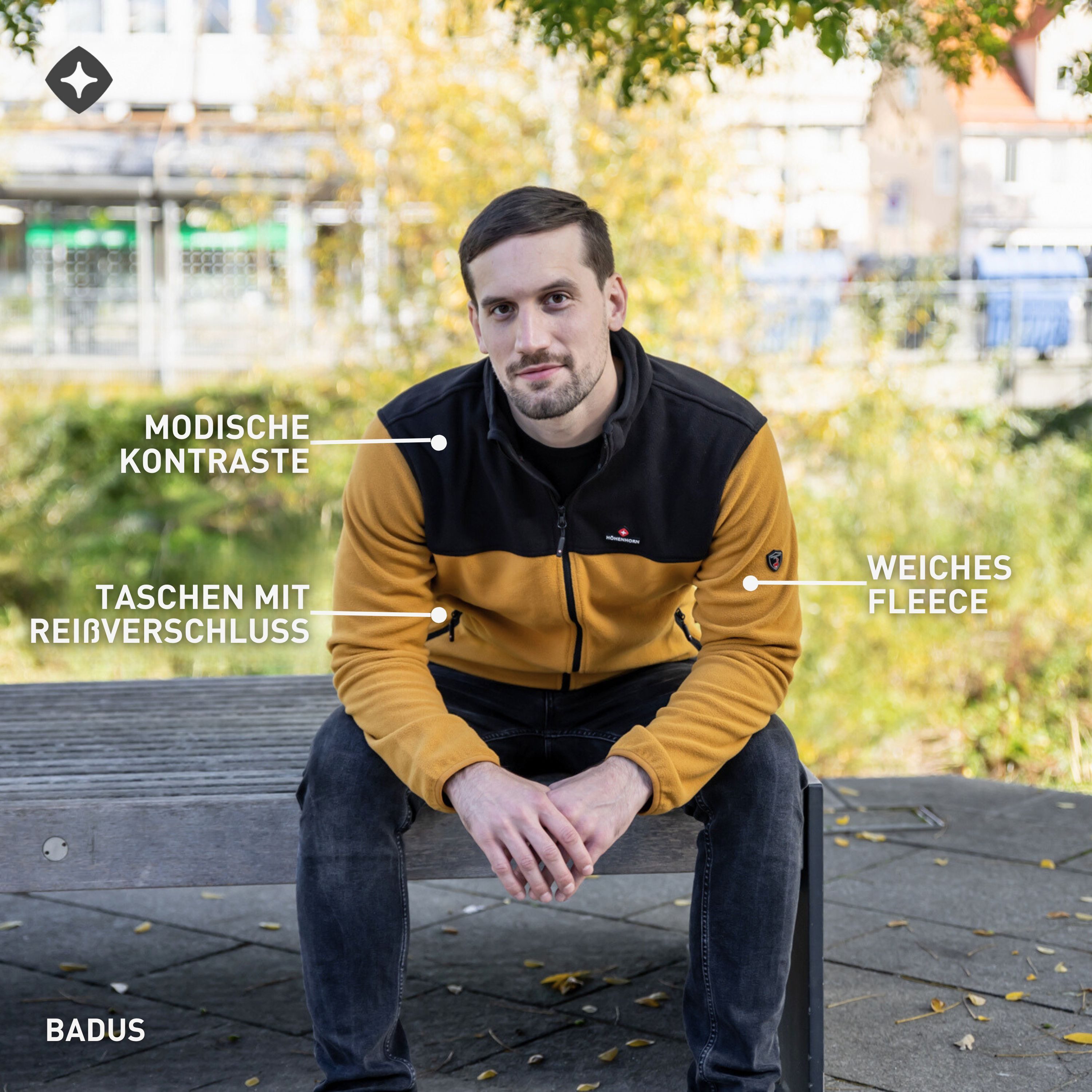 Höhenhorn Fleecejacke Badus Herren Fleece Jacke für Männer Outdoor Freizeit weicher Microfleece, Quick-Grip Paracord Zipper