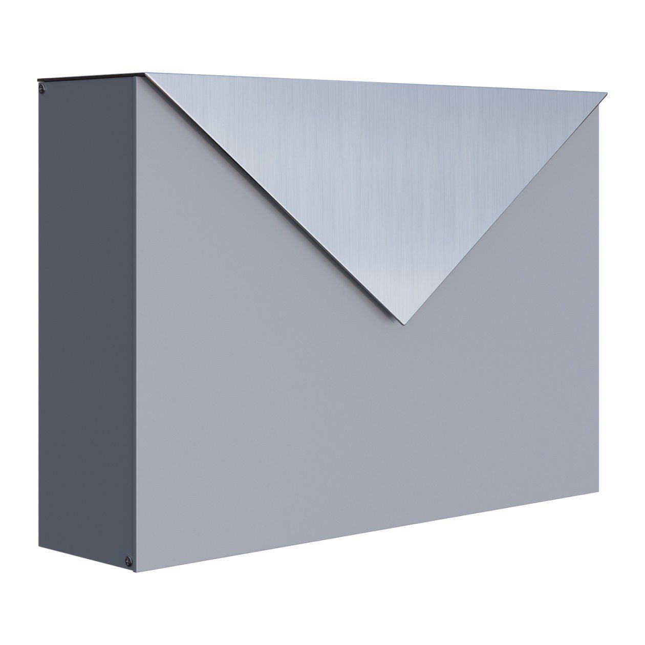 Bravios Briefkasten Briefkasten Letter Grau Metallic mit Edelstahlkla
