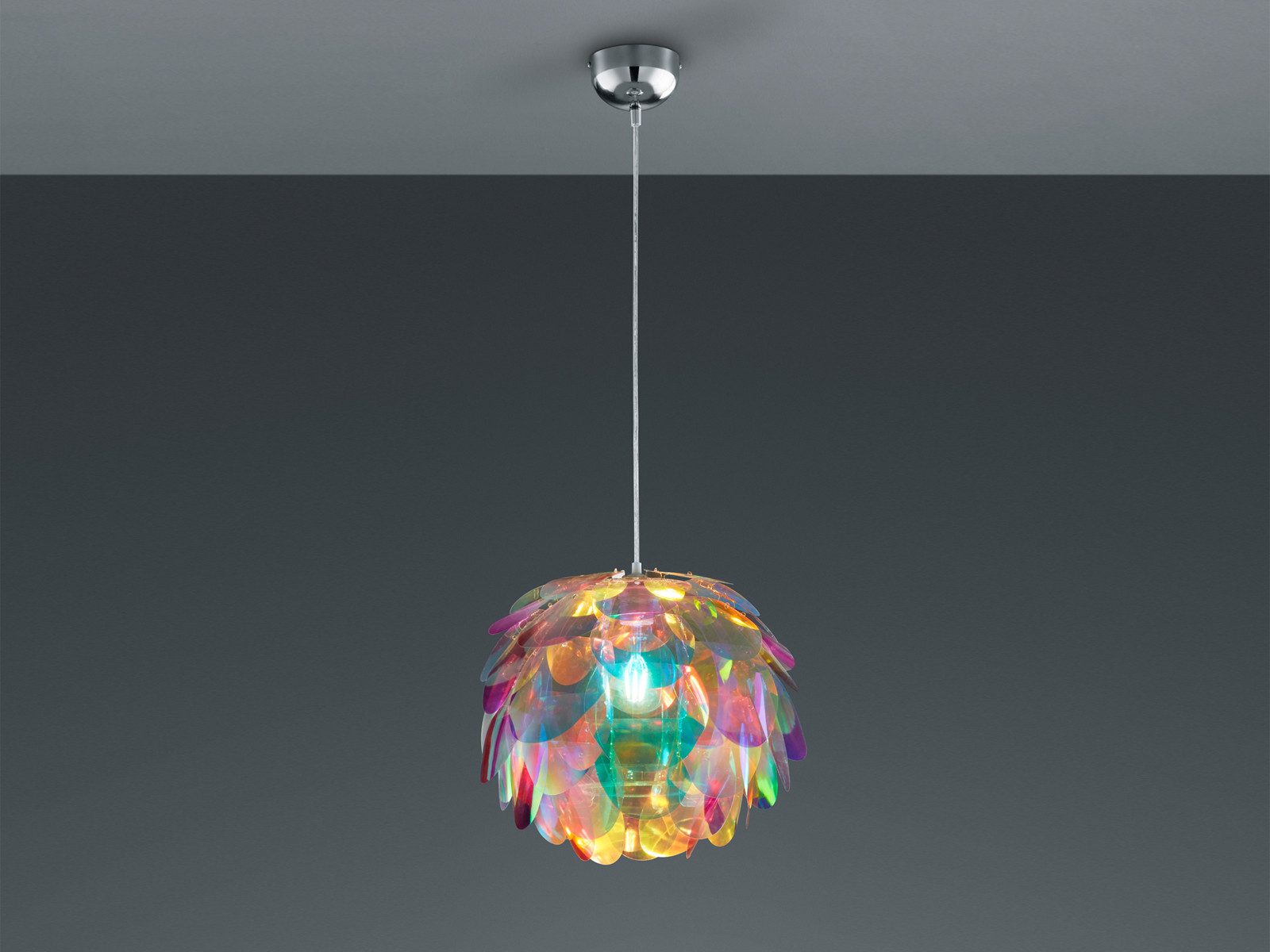 Reality Leuchten LED Pendelleuchte, Dimmfunktion, LED wechselbar, Warmweiß, ausgefallen-e Lampen hängend für über-n Esstisch & Bett Bunt, Ø40cm
