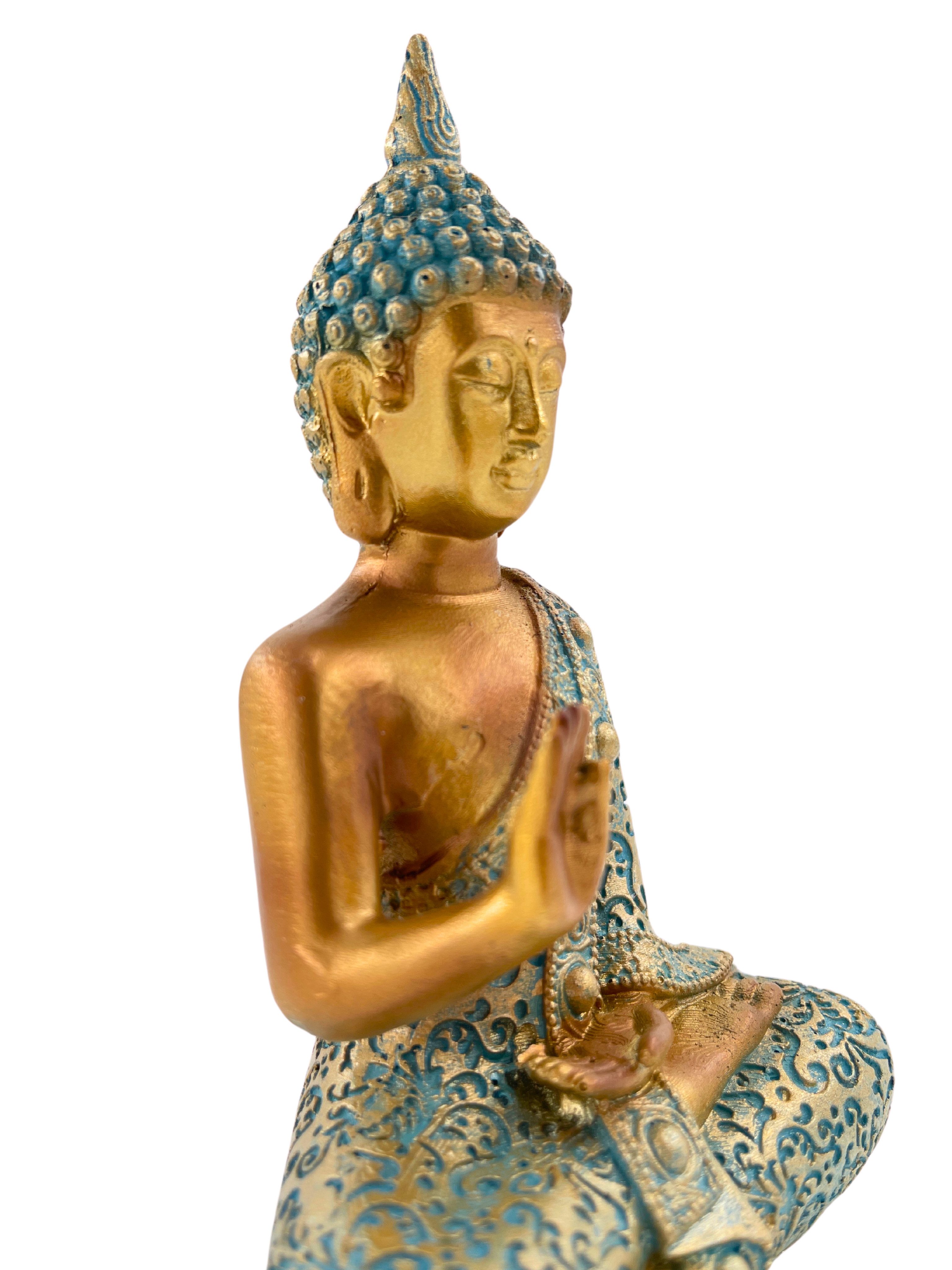 MF Buddhafigur Buddha Skulptur Zenharmony Gold Tuerkis Polyresin 14cm (1 St) – Bild 5 von 5