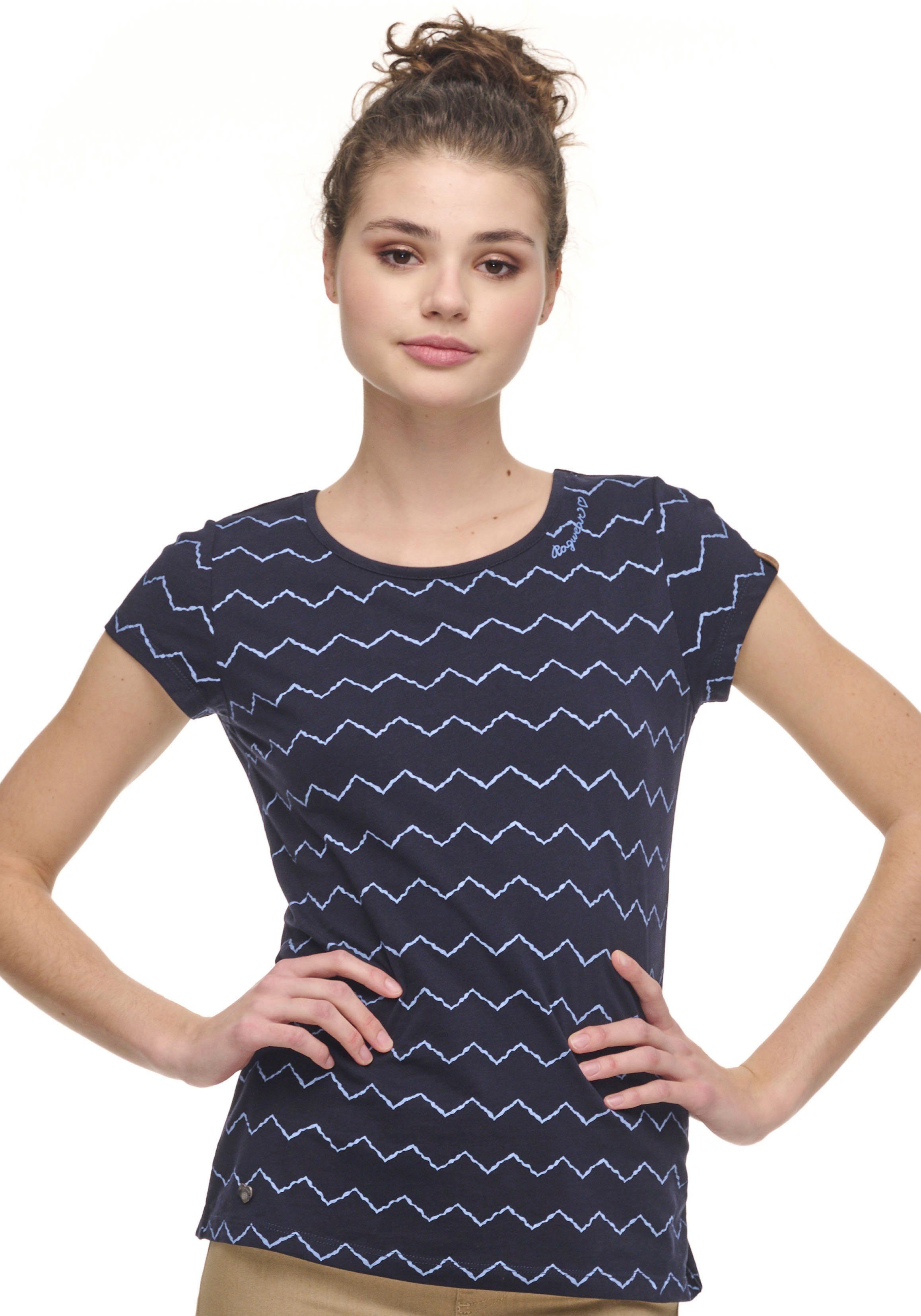 [Wir haben viele verfügbar] Ragwear T-Shirt MINT ZIG ZAG Zag im Zig navy Allover-Print-Design 2028