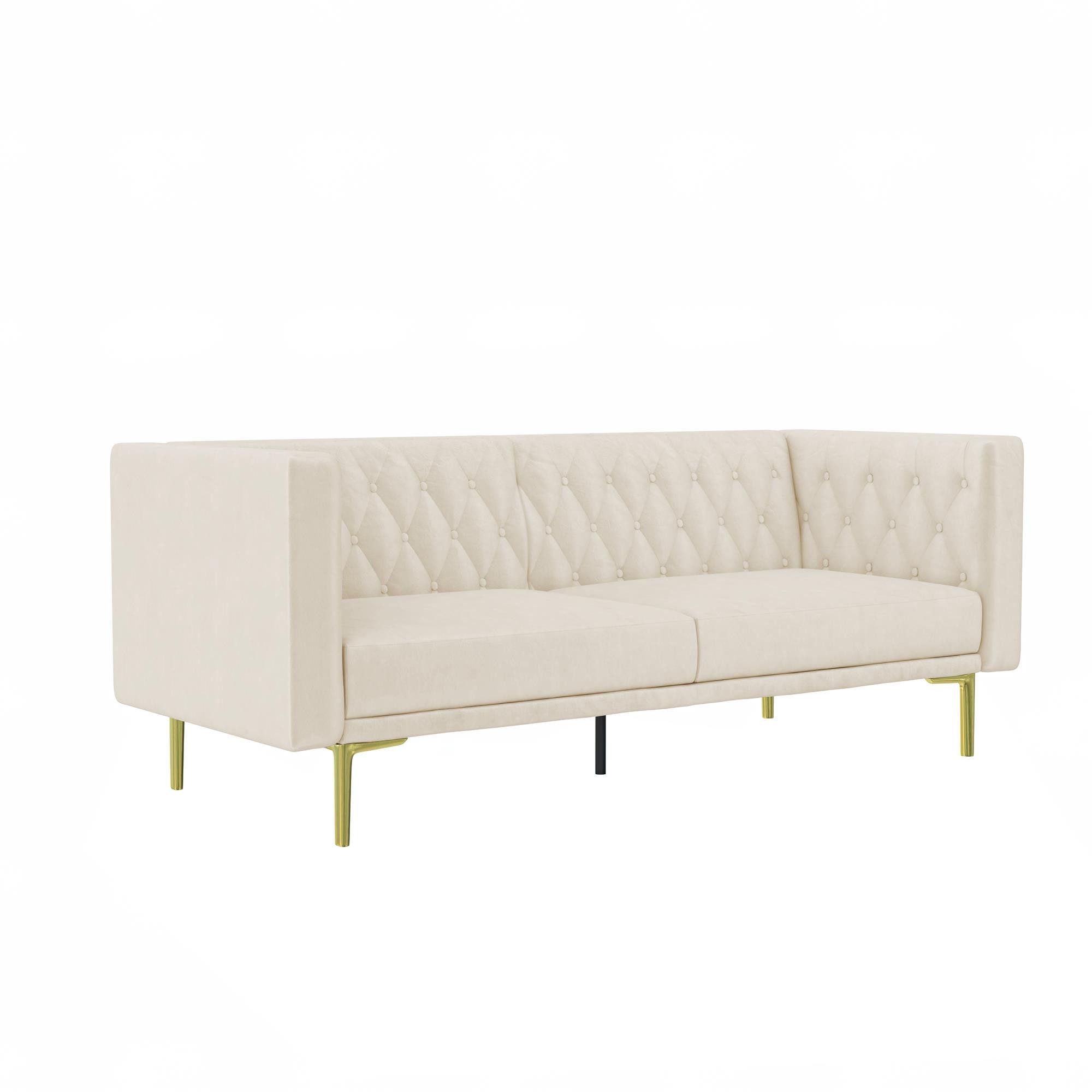 loft24 Sofa Marseille, 3-Sitzer Sofa mit Samtbezug, Metallfüße in goldfarben, 200 cm breit