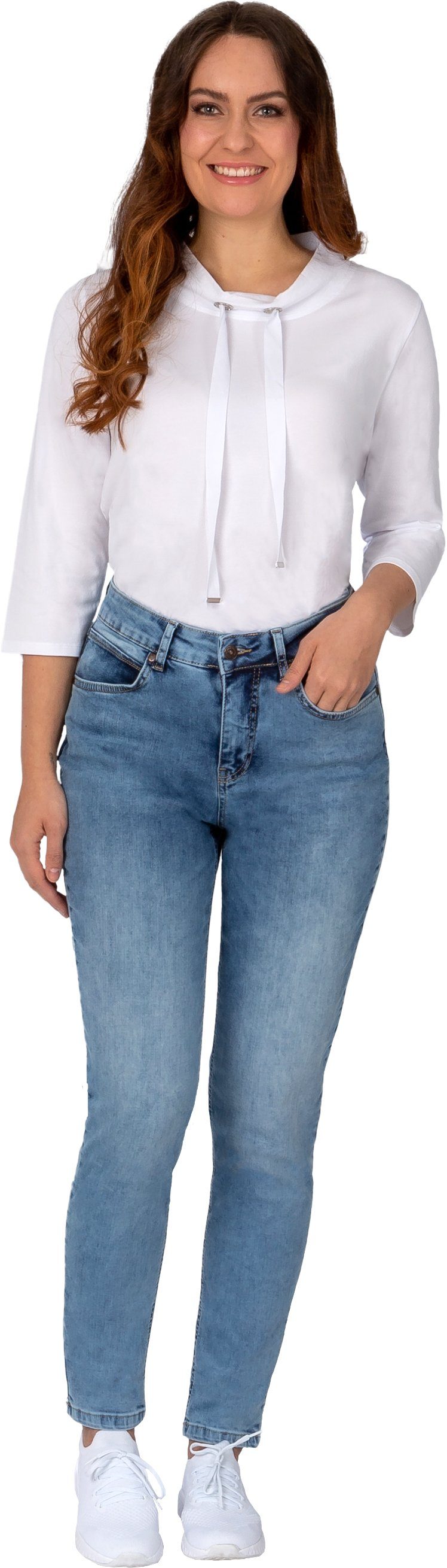 Gio Milano 5-Pocket-Jeans Gio-Ella mit schräg gesetzten Gesäßtaschen