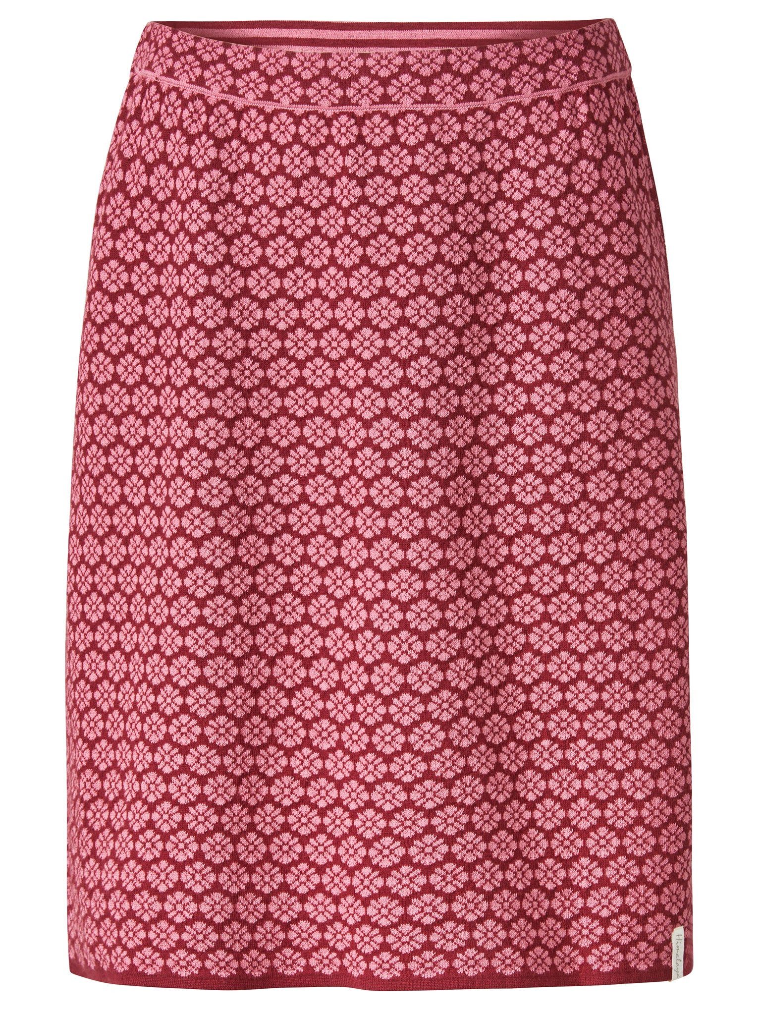 Himalaya Clothing Strickrock Damen figurumspielend casual Rock GOTS Bio-Baumwolle Blütenjacquard Weiche Strickqualität mit elastischem Bund, knielang