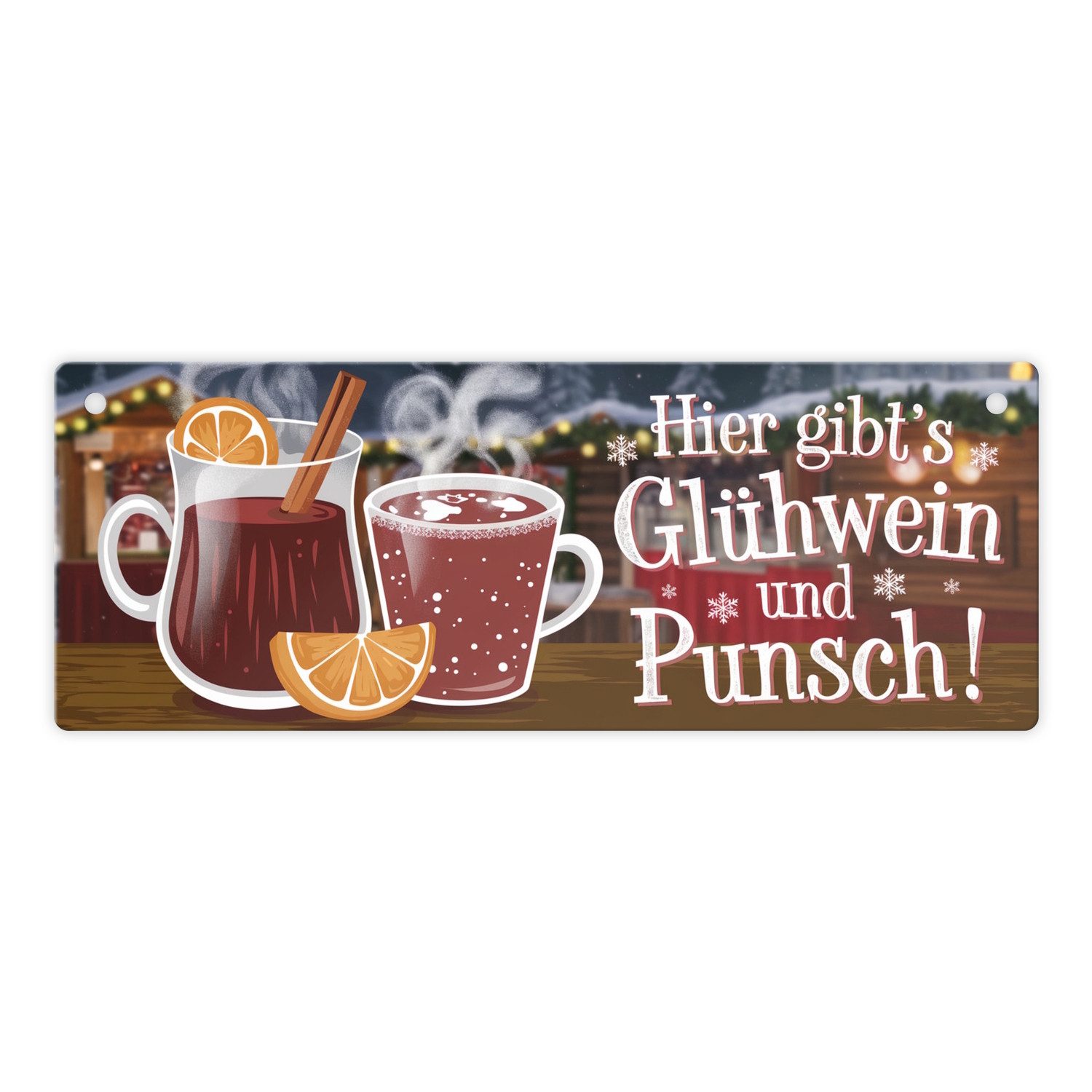 speecheese Metallschild Hier gibts Glühwein und Punsch Metallschild günstig online kaufen