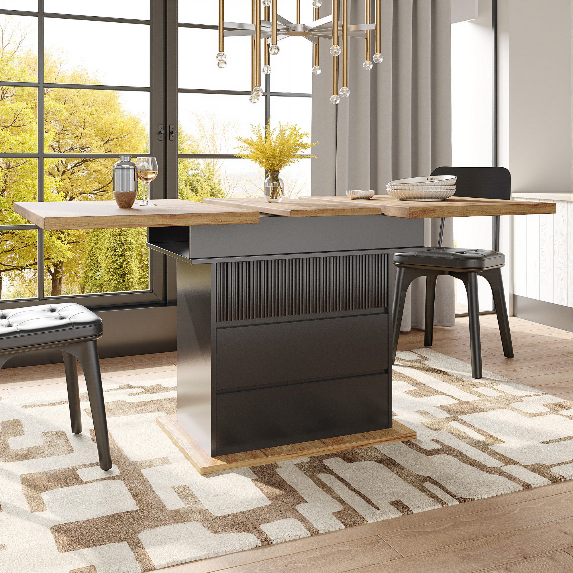 KLAM HOME Esstisch Teleskoptisch(110-140×80cm), klappbarer Küchentisch günstig online kaufen