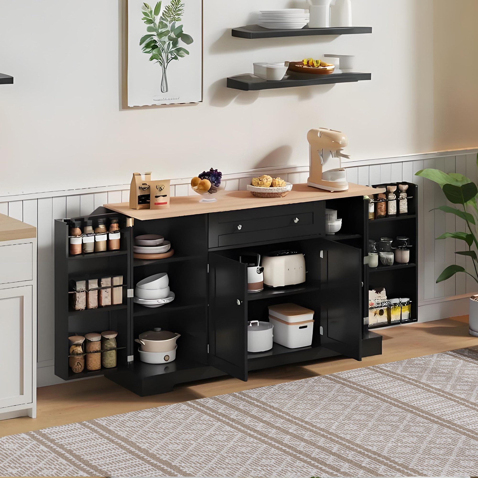 OKWISH Sideboard Küchenbuffet,Kommode (Multifunktionales Küchenbuffet 138 günstig online kaufen
