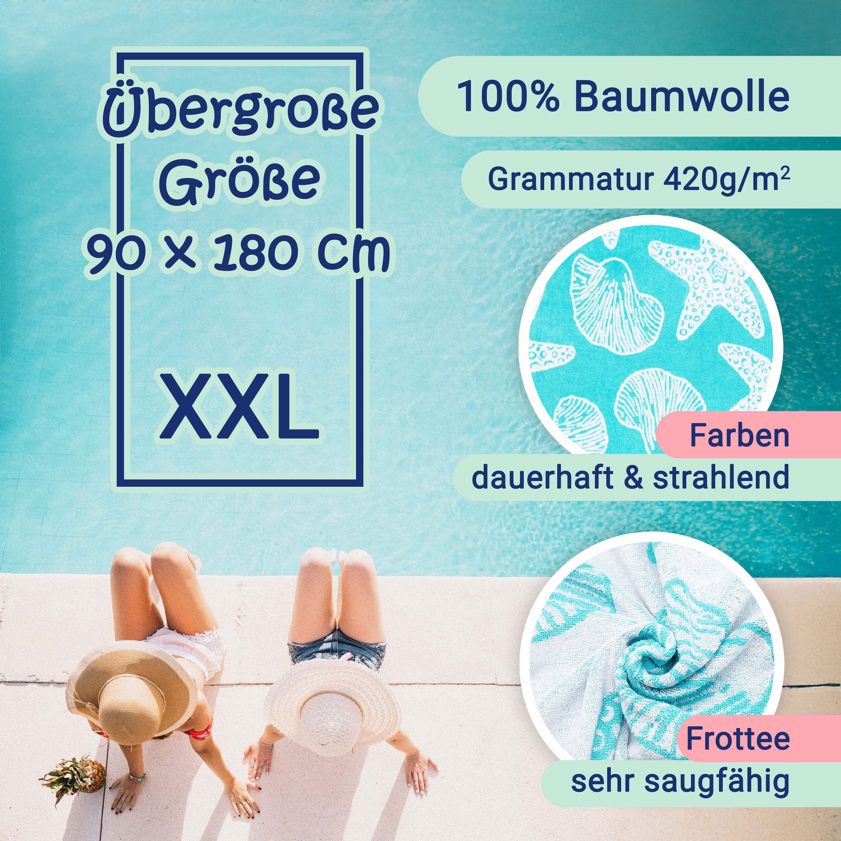 ZOLLNER Strandtuch, Frottee (1-St), 90 x 180 cm, 100% Baumwolle, mit Meerestier-Design