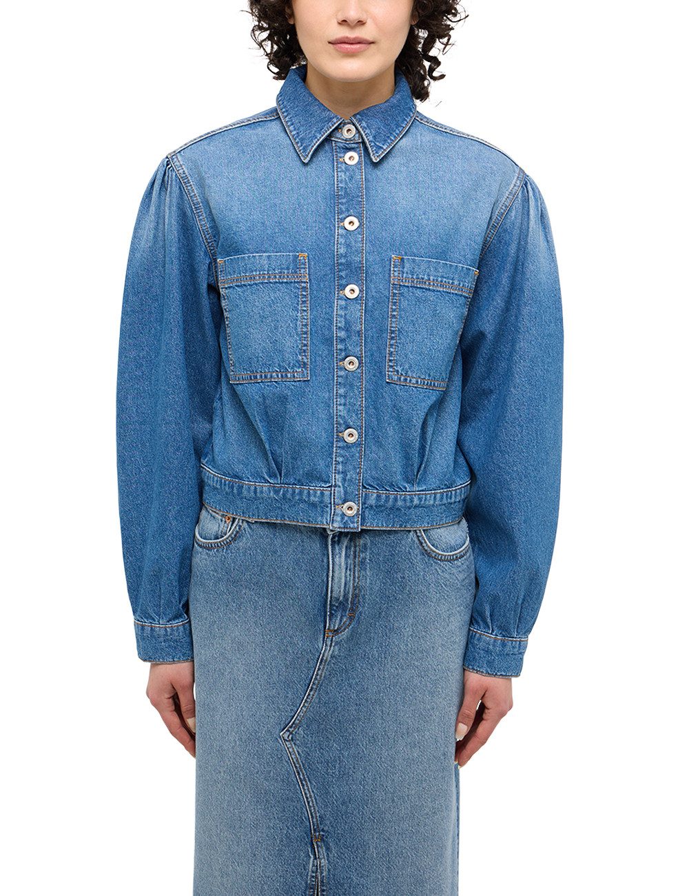 MUSTANG Jeansjacke Style Marietta Cropped mit Kentkragen