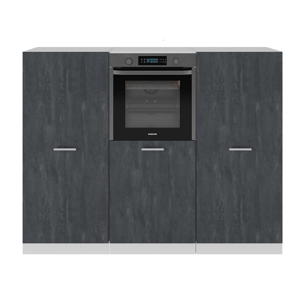 Vicco Küchenzeile R-Line, Schwarz Beton/Weiß, 180 günstig online kaufen