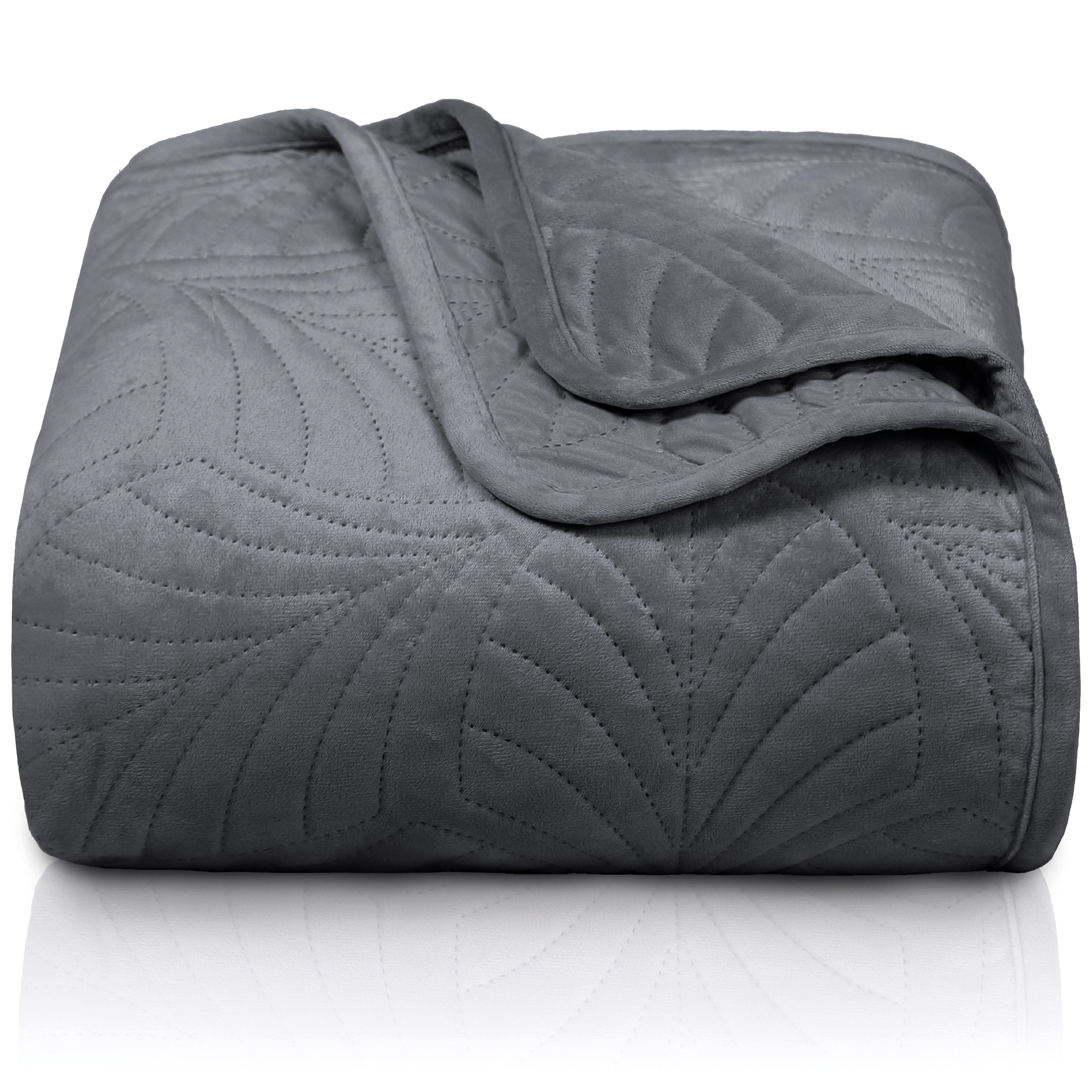 Gräfenstayn Tagesdecke Premium - Bettüberwurf mit Steppung & Blatt-Design, Warme Premium Tagesdecke