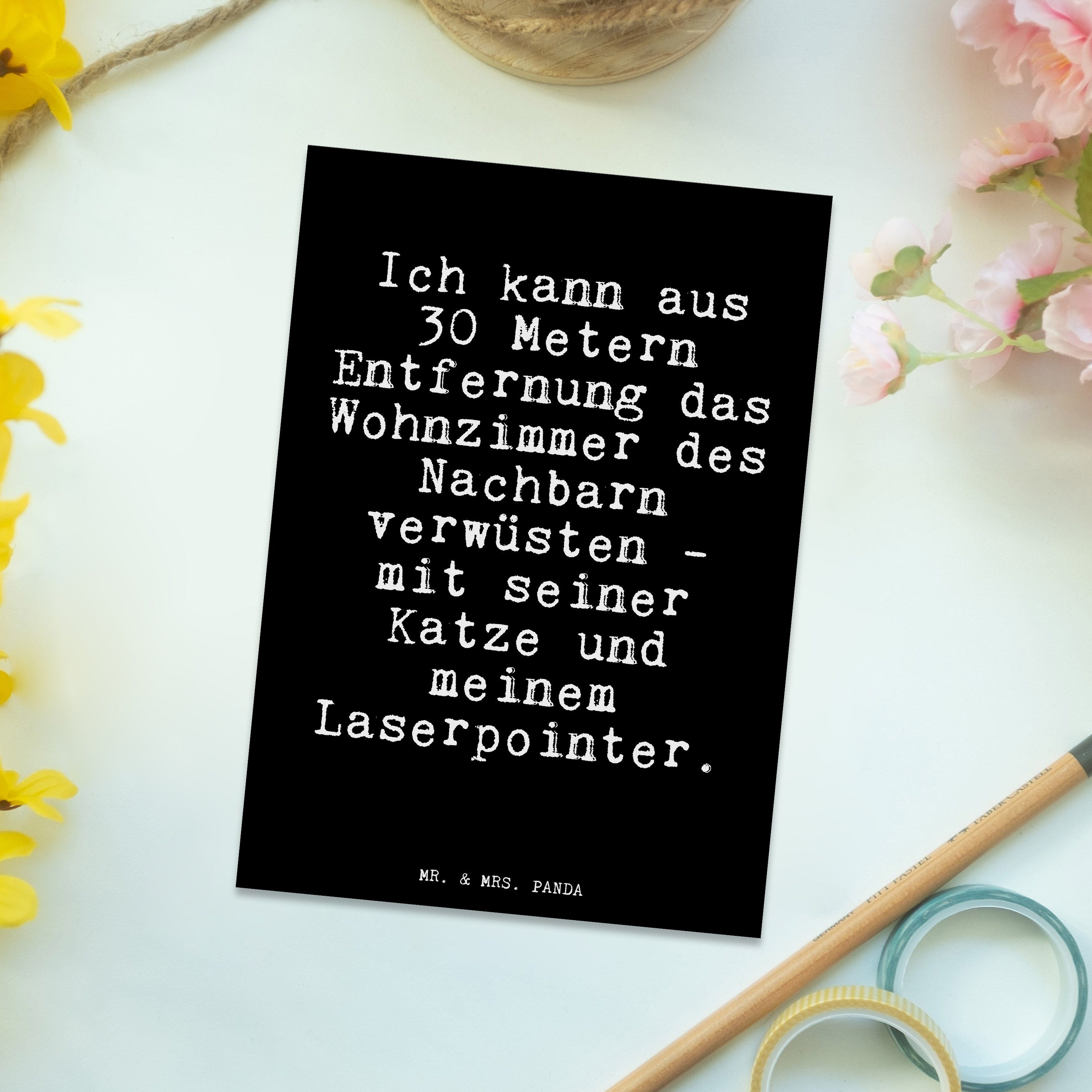 Herrchen, & - Ich Panda aus kann - Schwarz Postkarte Ansichts Mr. Geschenk, Frauchen, Mrs. 30...
