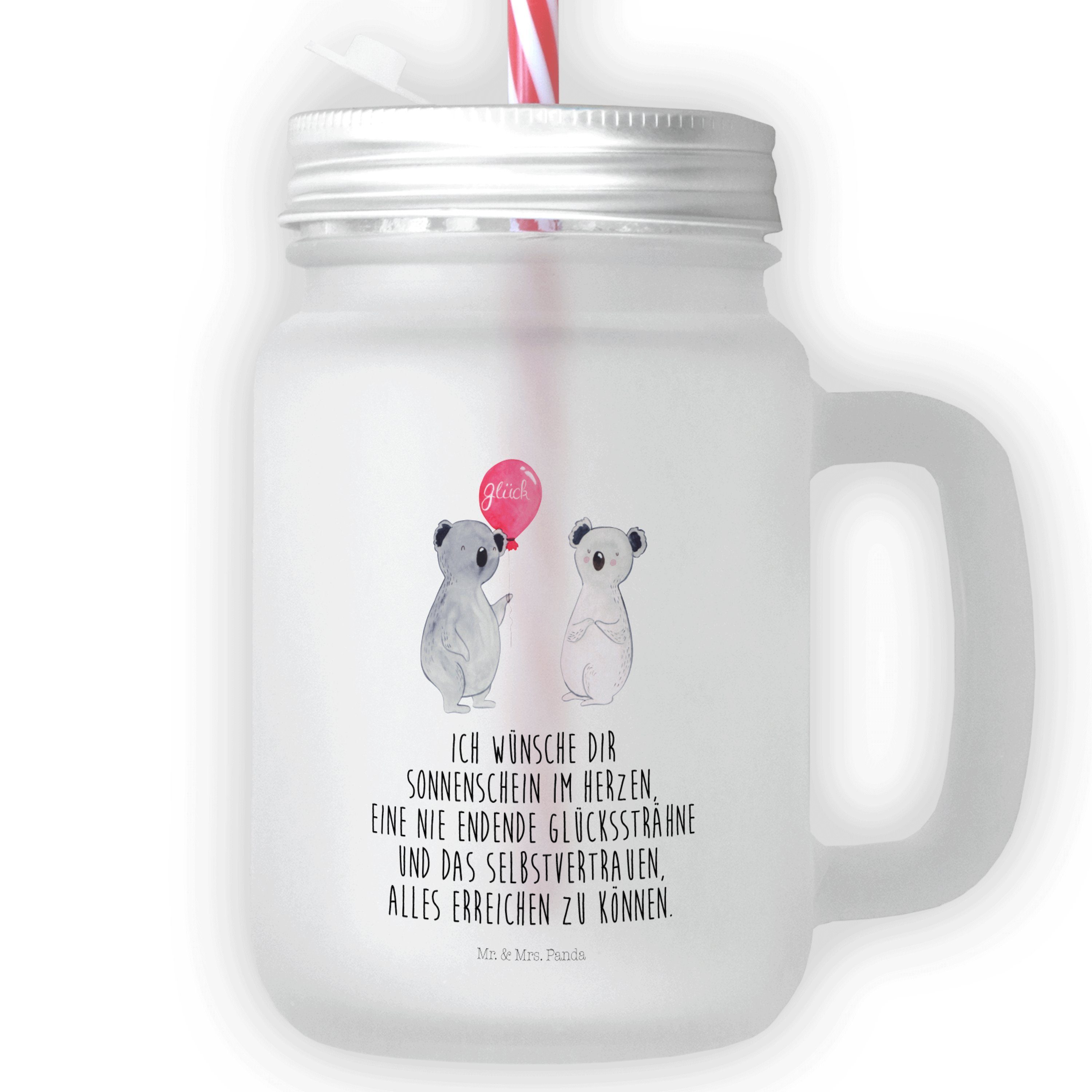 Mr. & Mrs. Panda Transparent Geburtstag, Koala Geschenk, Glas Ret, - Premium - Luftballon Glas Trinkglas