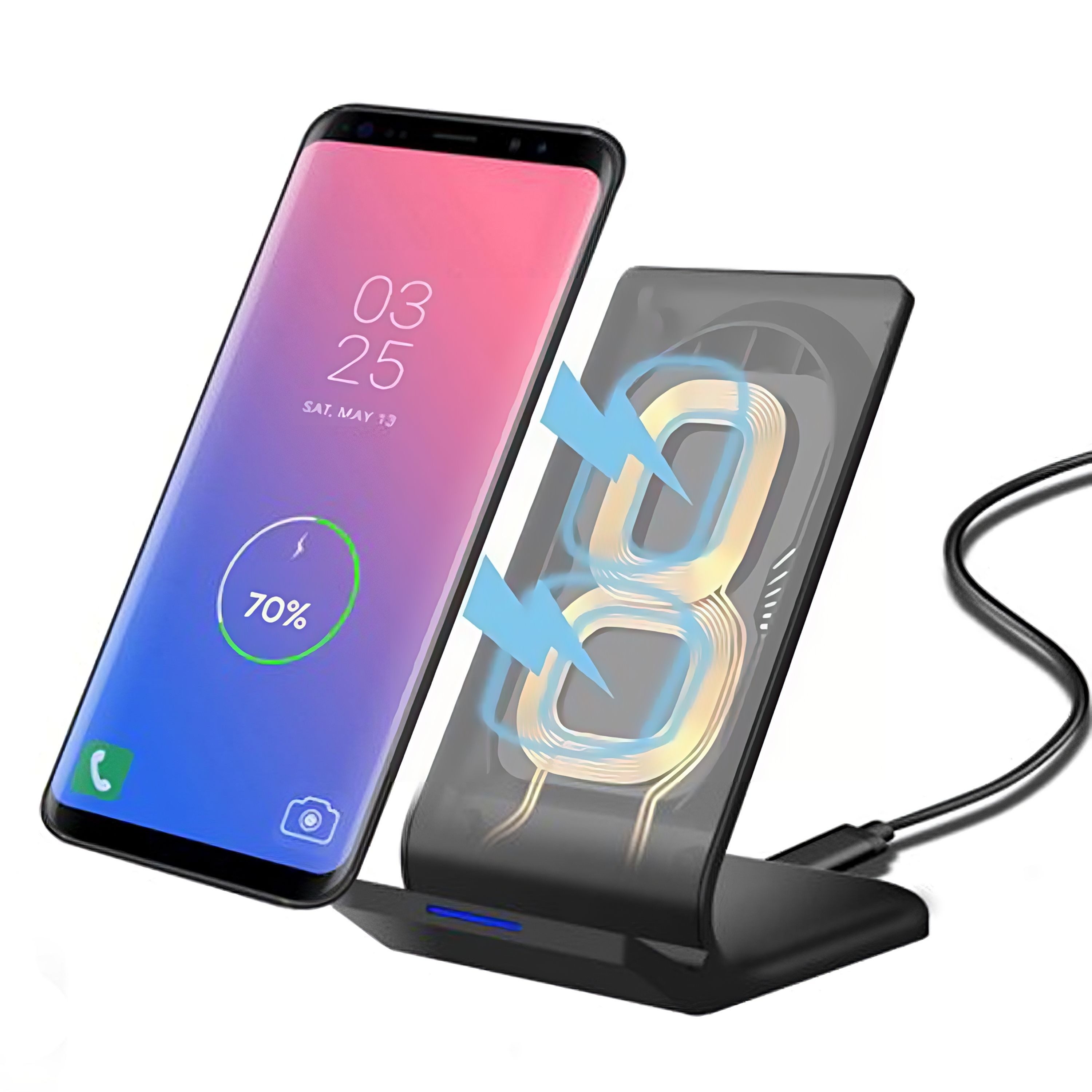 Retoo 10W Wireless Charger Samsung Iphone Induktive Ladegerät Qi S22 S20 FE Induktions-Ladegerät (Set, Kabelloses Ladegerät,MicroUSB-Kabel,Bedienungsanleitung in Deutsch, Quick Charge mit der Sie Ihr Gerät sogar schnell aufladen können)