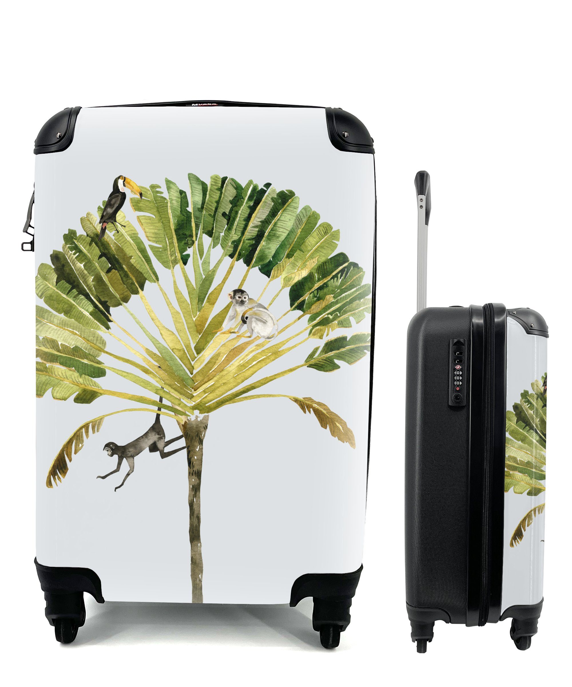 Dschungel Palme Handgepäck - - Rollen, Vogel, rollen, Reisekoffer Handgepäckkoffer für 4 mit MuchoWow Reisetasche Ferien, Trolley,