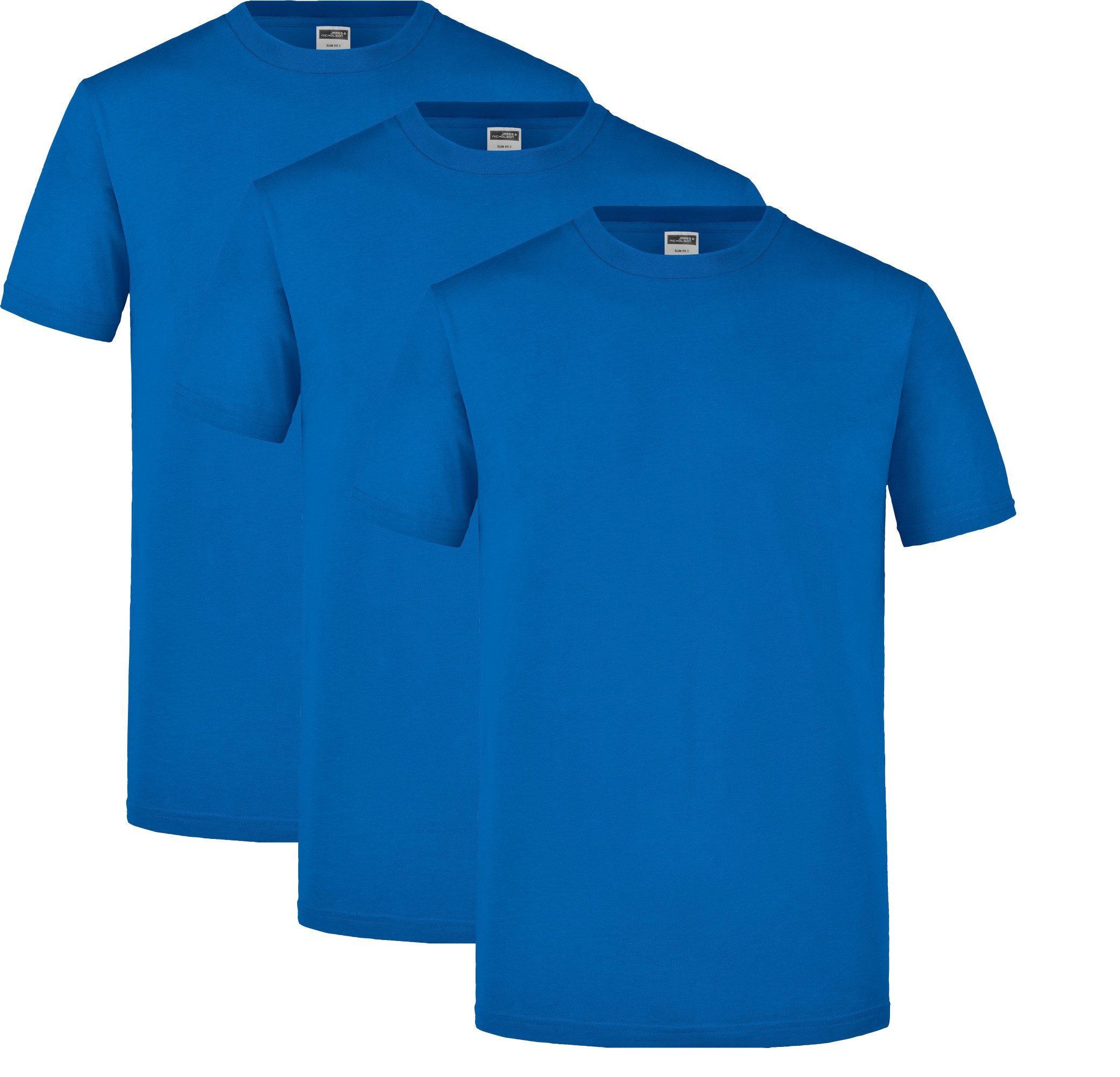 James & Nicholson T-Shirt 3er-Pack Klassisches Herren T-Shirt in körpernaher Form JN911 (Spar-Set, 3er-Pack) Slimfit Rundhals Shirt