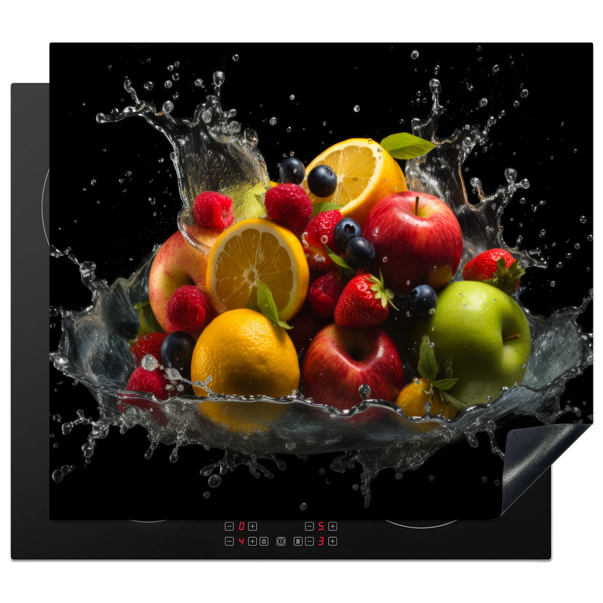 MuchoWow Herd-Abdeckplatte Obst - Apfel - Orange - Rote Früchte - Wasser, Vinyl, (1 tlg), Abdeckplatte für Ceranfeld, Herd Inductionsmatte, 57.6x51.6 cm