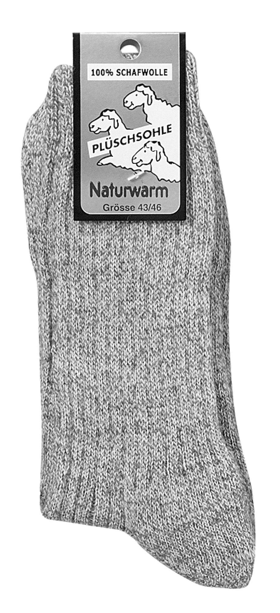 FussFreunde Norwegersocken 3 Paar Wollsocken 100% Wolle ohne Gummidruck Damen Herren (3 Paar) mit Plüschsohle