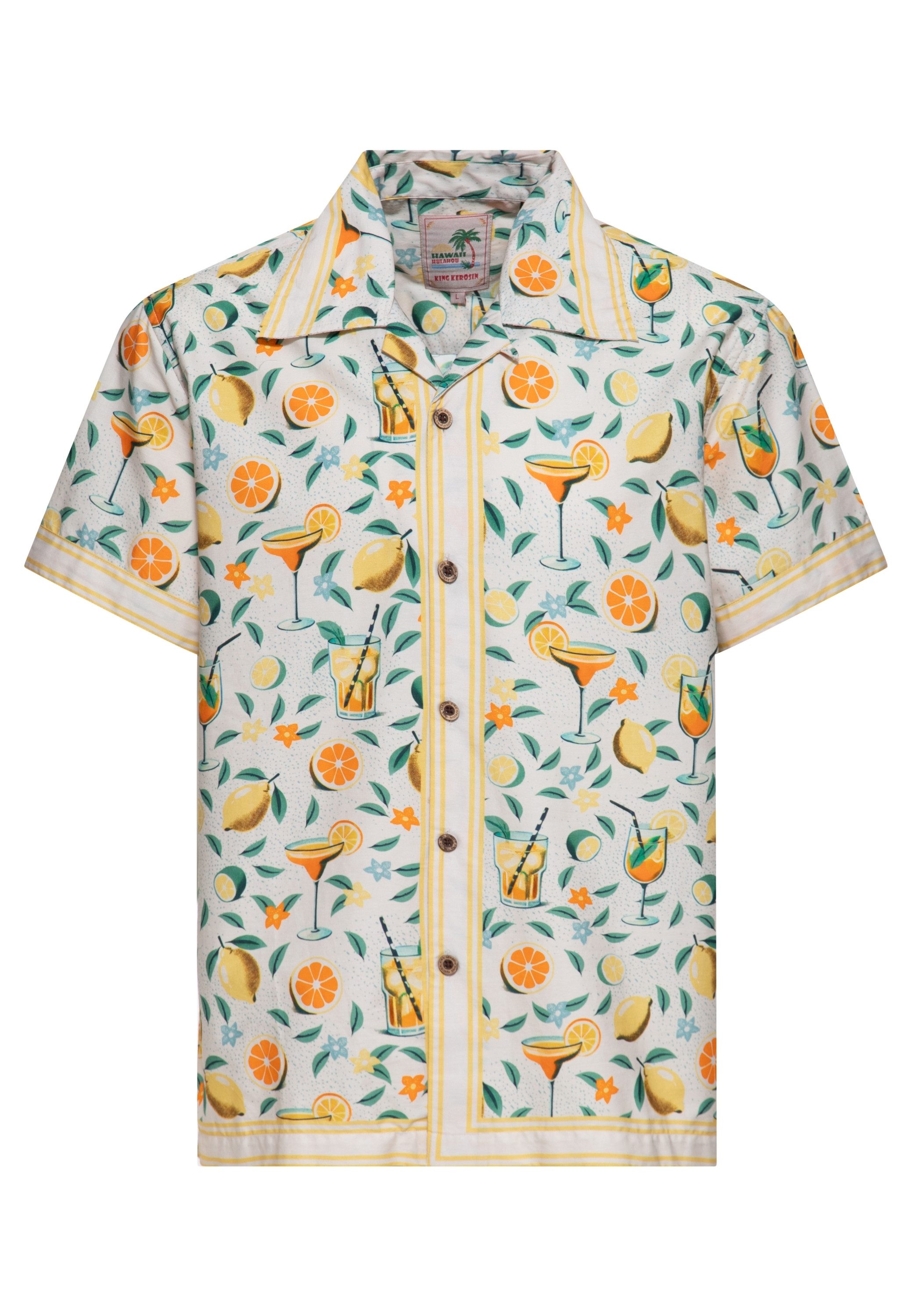 KingKerosin Kurzarmhemd Citrus Cocktail mit Zitrus Allover-Print günstig online kaufen