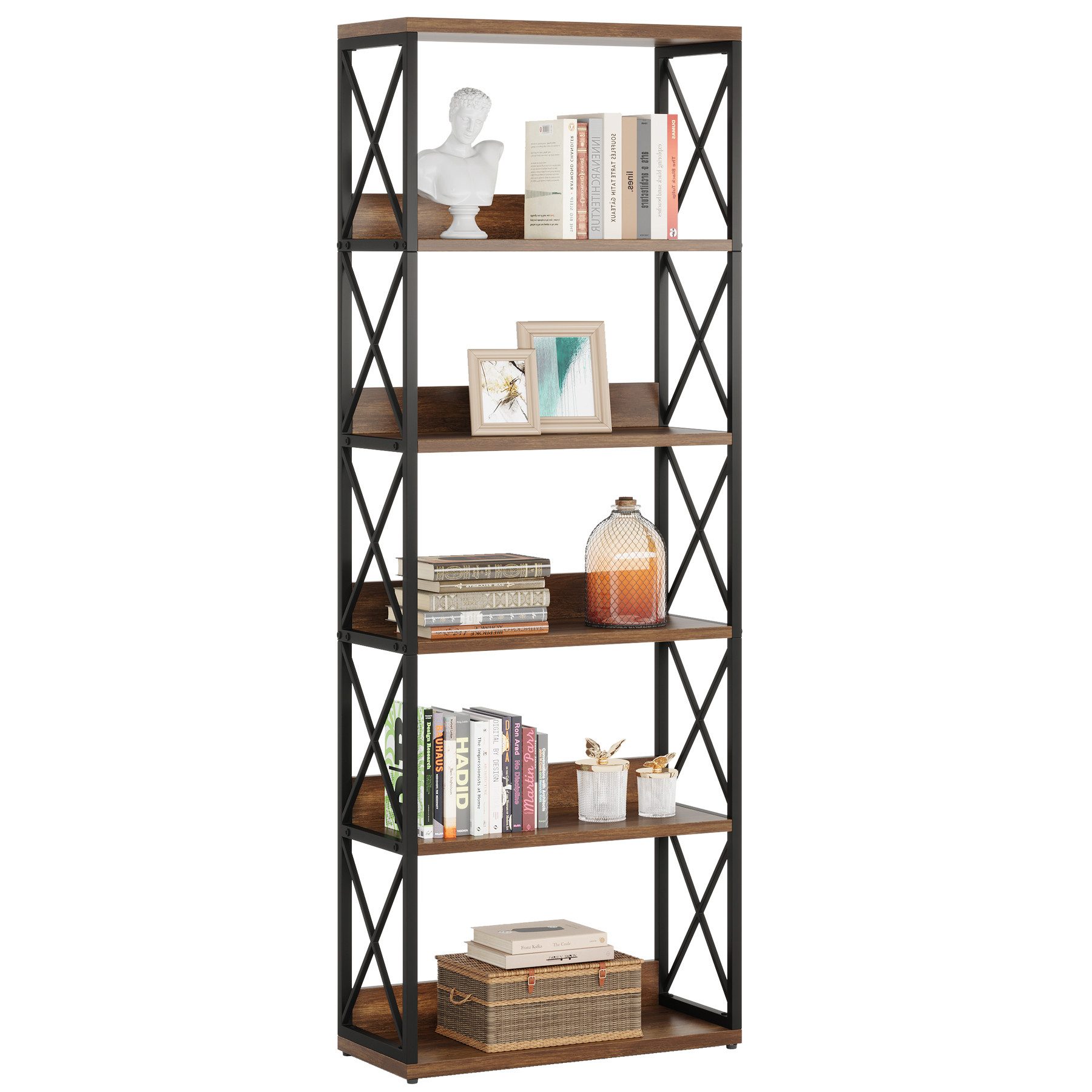 Tribesigns Bücherregal industrielles Display-Standregal, 178cm hoher Aufbewahrungsorganisator