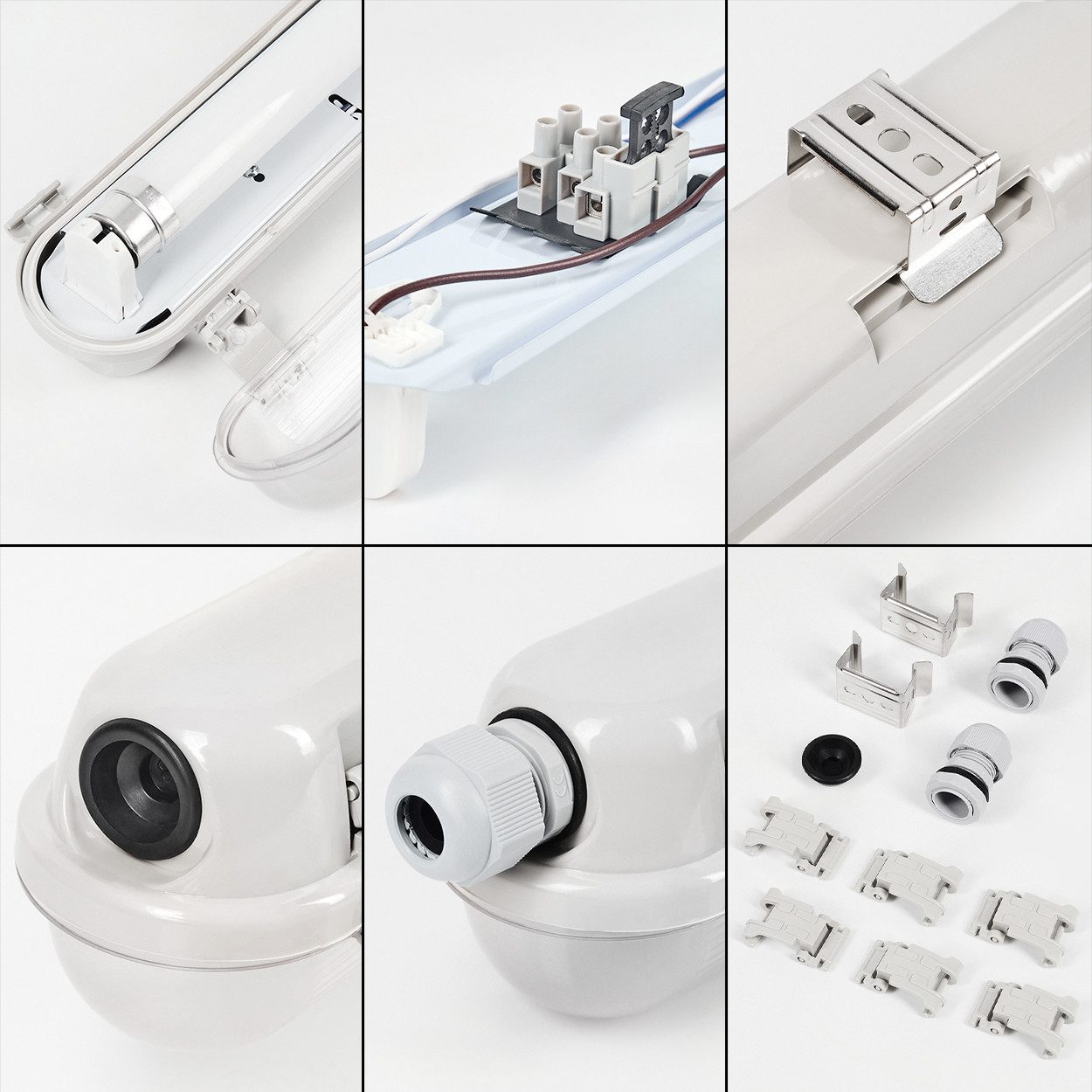 hofstein Deckenleuchte Deckenlampe aus Metall/Kunststoff, Grau/Weiß/Klar, Badezimmer geeignet, moderne Deckenleuchte, 19,5 Watt, 1700 Lumen, 4000 Kelvin, IP65