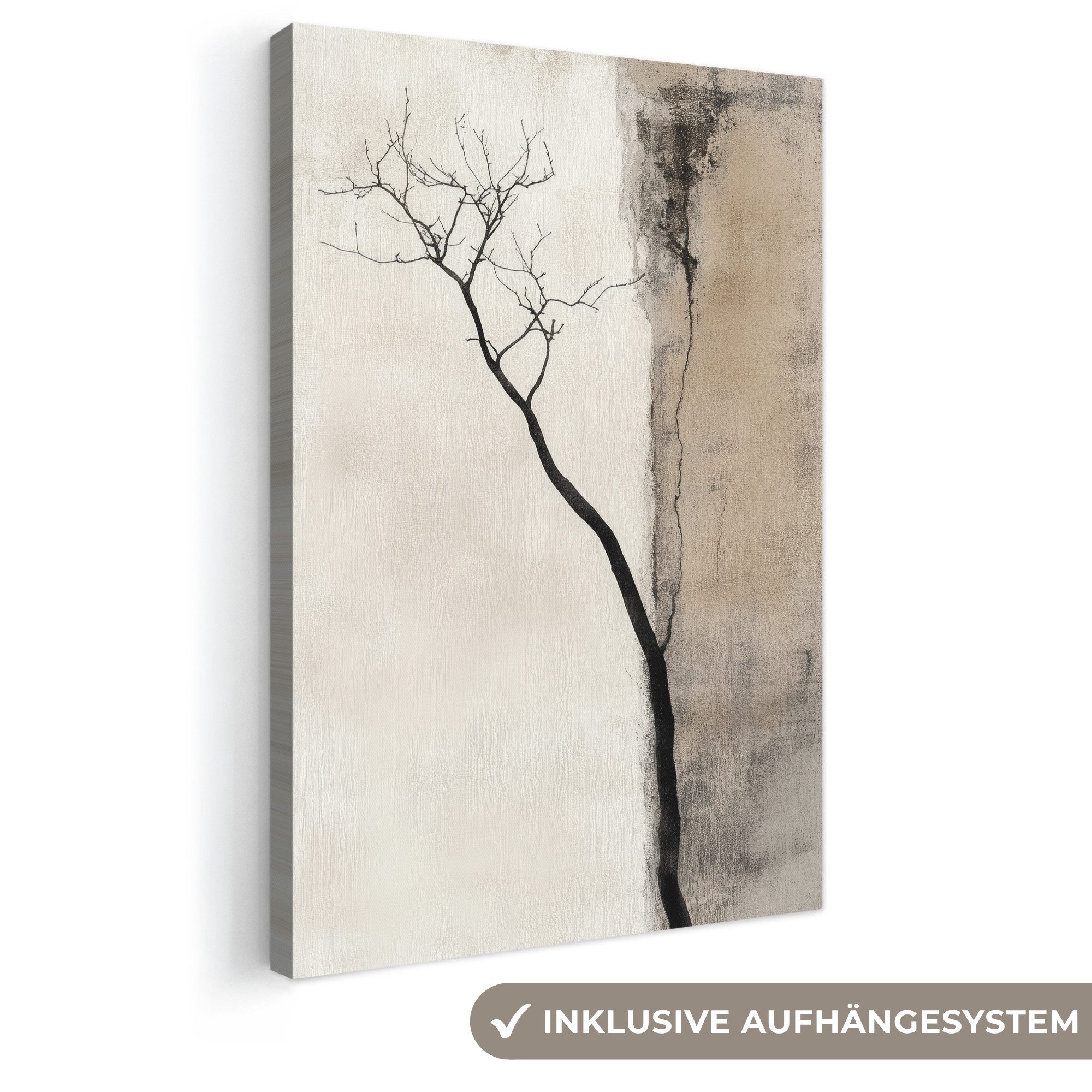 OneMillionCanvasses® Leinwandbild Wabi sabi - Pflanze - Beige, Fotodruck (1 St), Leinwand Canvas Wandbild, Wanddekoration 20x30 cm