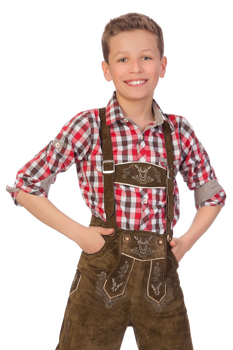 Spieth & Wensky Trachtenhemd Trachtenhemd Kind - Ki-H050 - BALU - rot, oliv