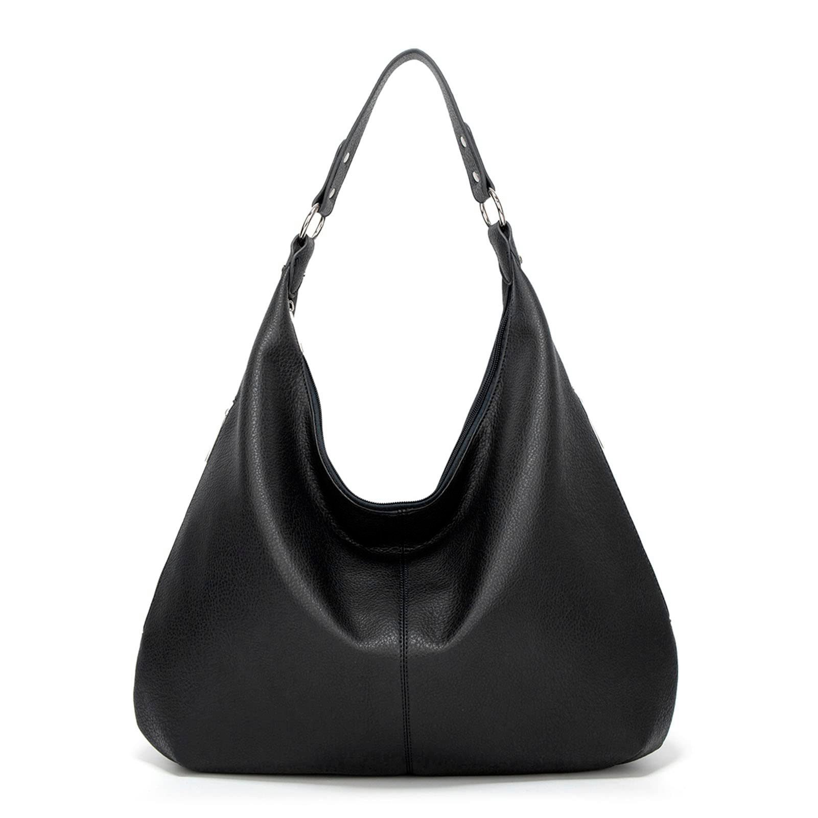 FOUORTUNATE-BEE Schultertasche Damen Tote Bag Vintage PU-Kunstleder Handtasche (Schultertasche mit Reißverschluss)