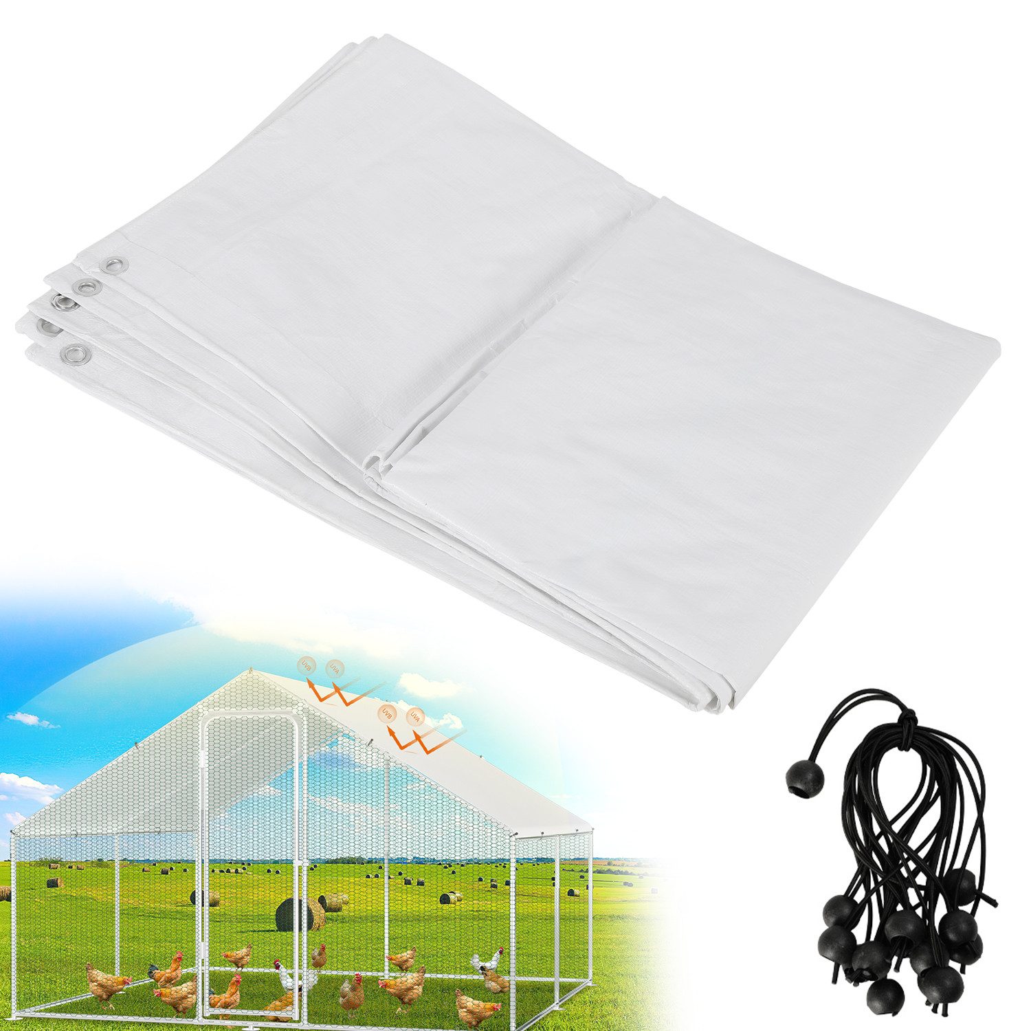 Clanmacy Freigehege Hühnerstall Freilaufgehege mit Dach verzinkt 3x2-3x8 m Garten Outdoor von Clanmacy