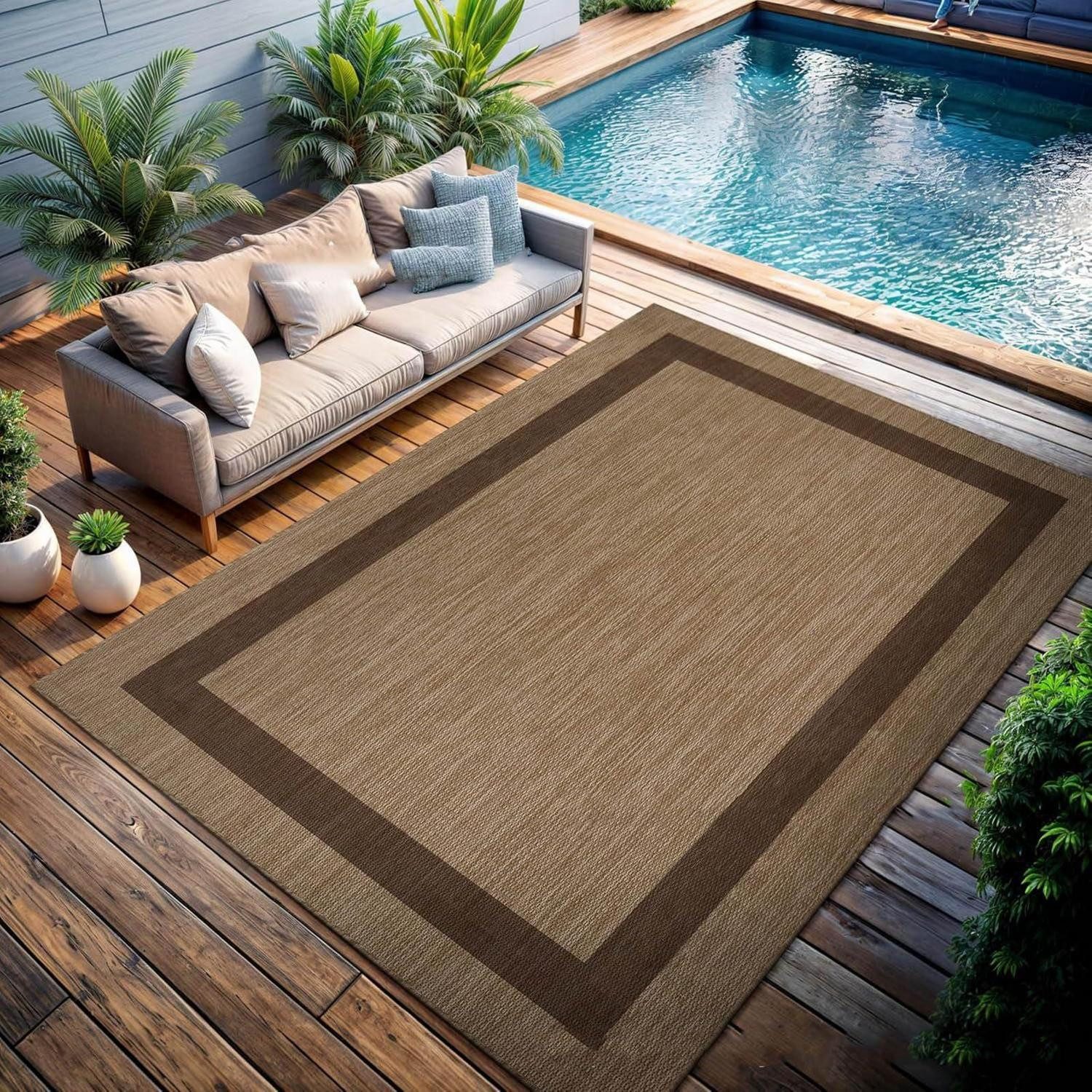 LuxusKollektion Outdoorteppich Teppich Outdoor Wetterfest 50x80cm, rechteckig, Höhe: 10 mm