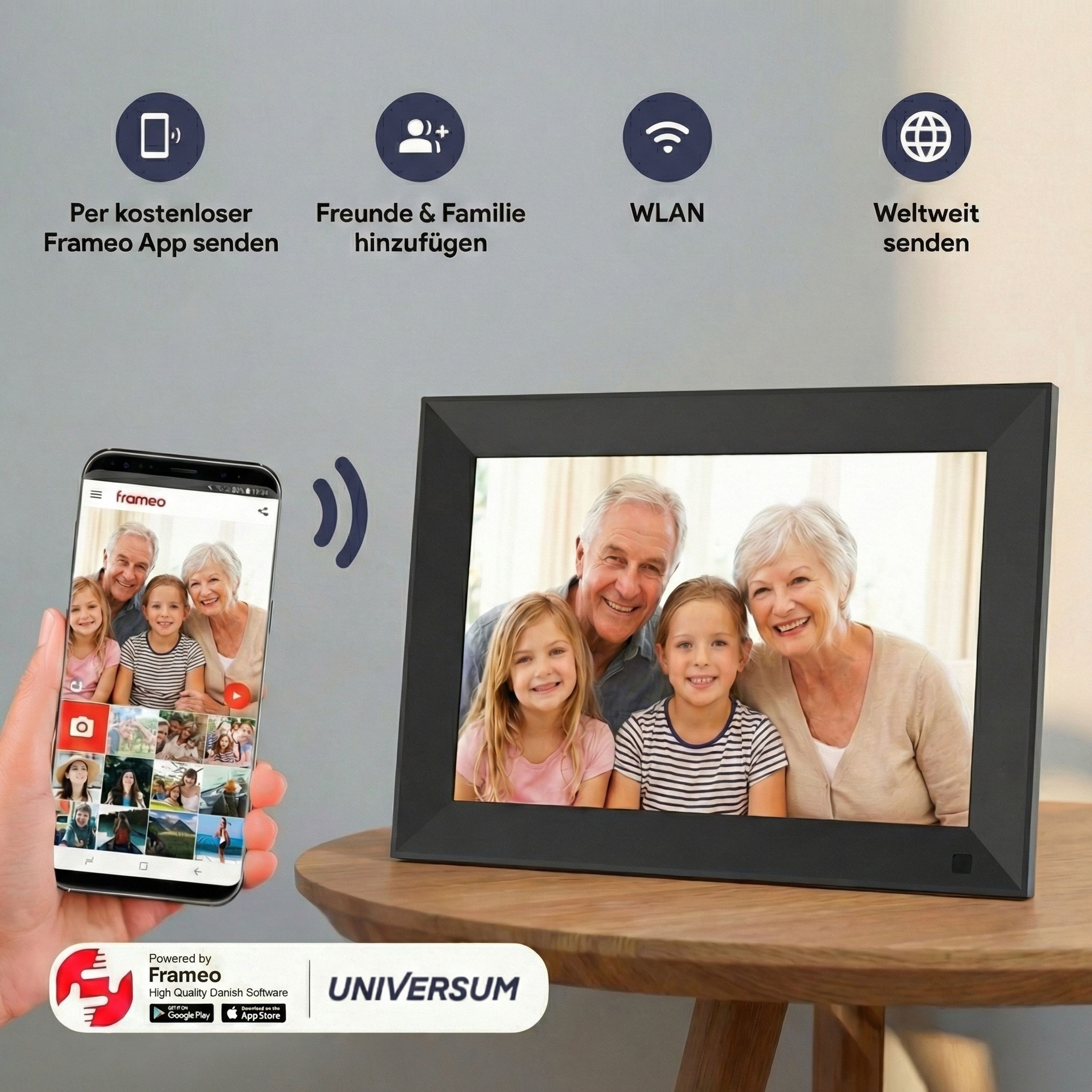 Universum DBR 400 Digitaler Bilderrahmen (Digitaler Bilderrahmen, WLAN, Frameo, 10 Zoll, Videofunktion)