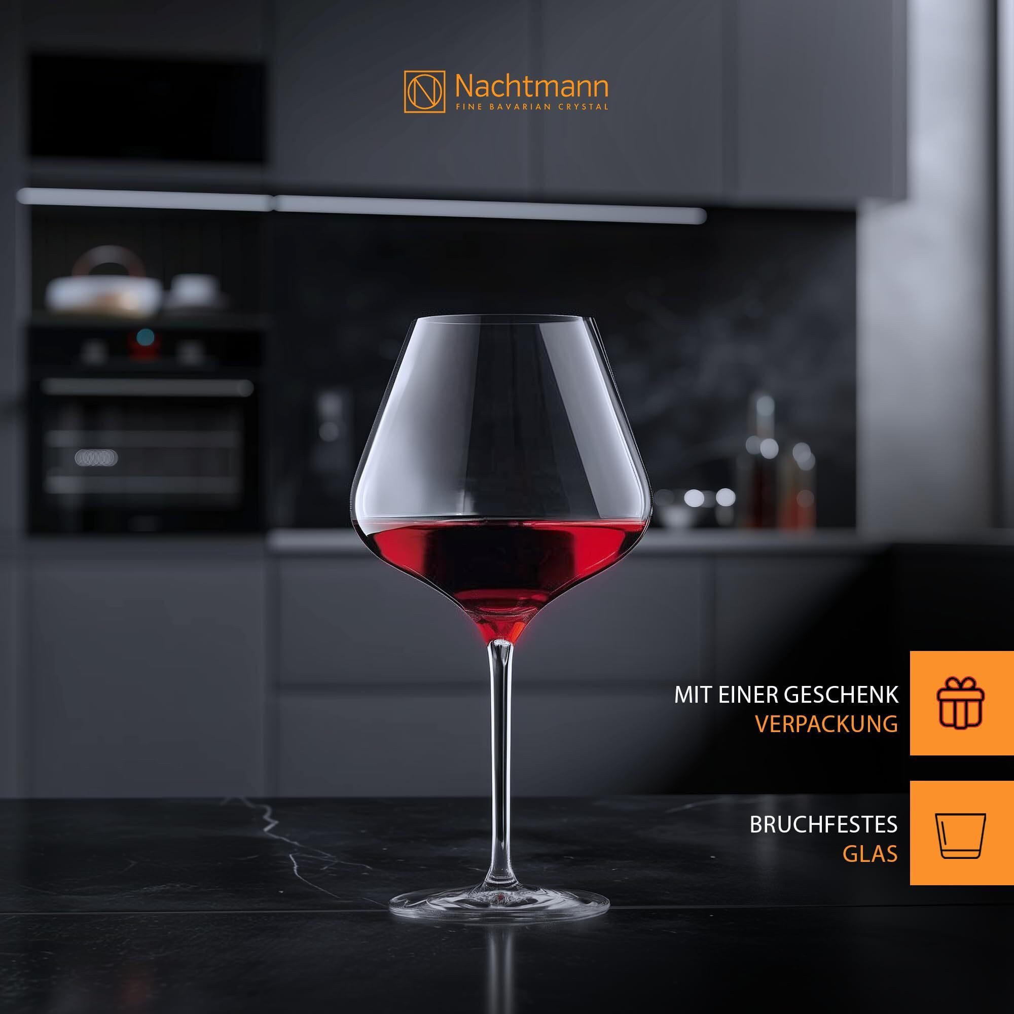 Nachtmann Rotweinglas ViNova Burgundergläser 840 ml 4er Set, 4-tlg., Kristallglas