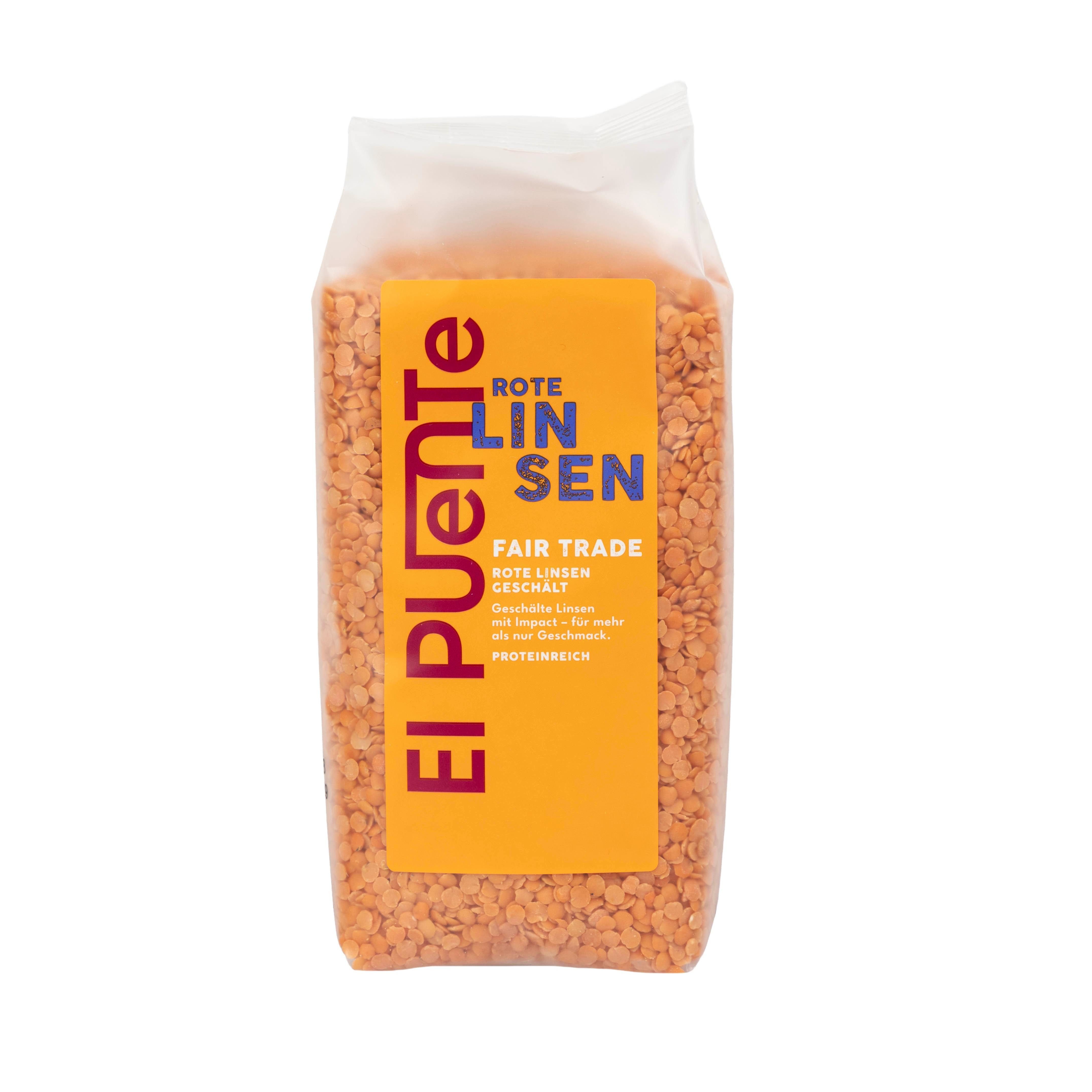 El Puente Hülsenfrüchte Rote Linsen geschält, Fair Trade, Vegan, Glutenfrei, Fair Trade