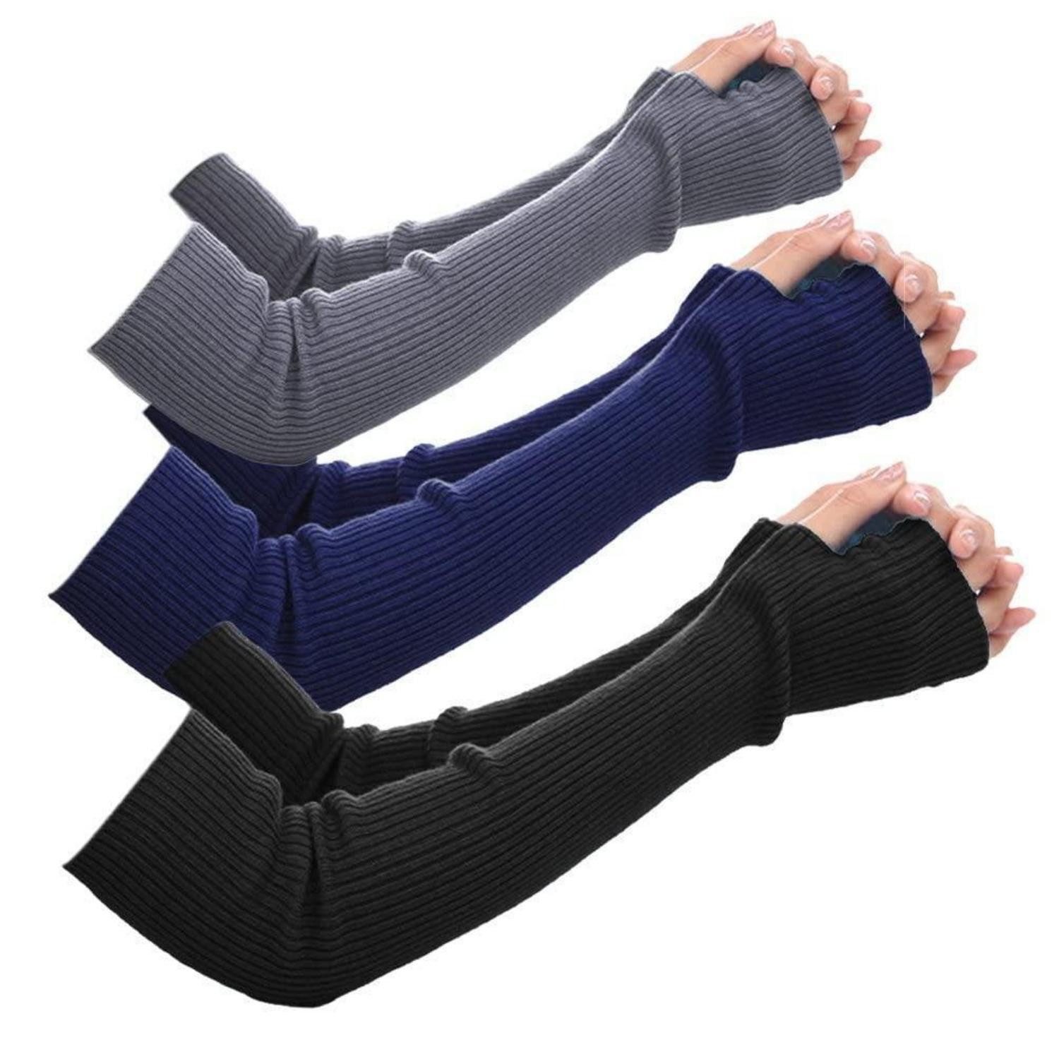 LuxusKollektion Armstulpen Armstulpen Damen Winter lang gestrickt 3 Paar