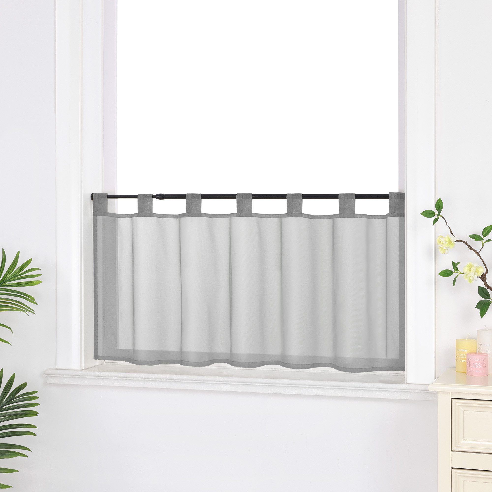 Delien Scheibengardine Eva, Schlaufen, Voile Uni Kurzstore Küche günstig online kaufen